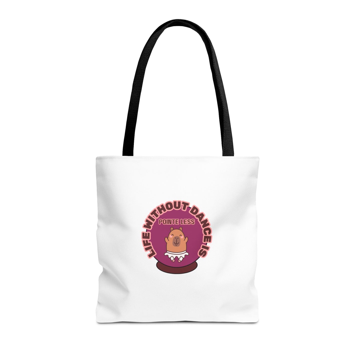 "Life Without Dance Is Pointeless" Capybara Canvas Tote Bag – Funny Dance Pun Tote for Dancers & Animal Lovers