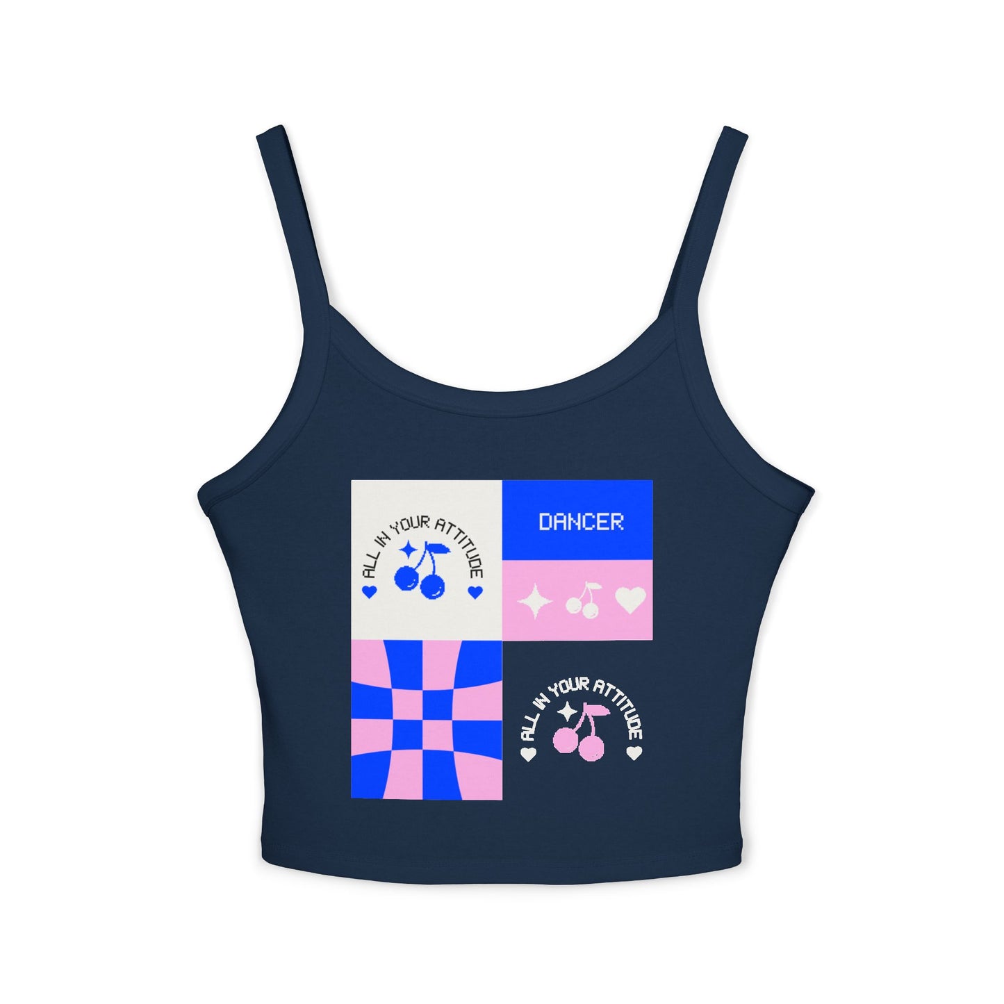 "Dancer – All in Your Attitude" Women’s Spaghetti Strap Tank Top – Retro Dance Graphic | Bold & Stylish Tank for Confident Dancers and Performers