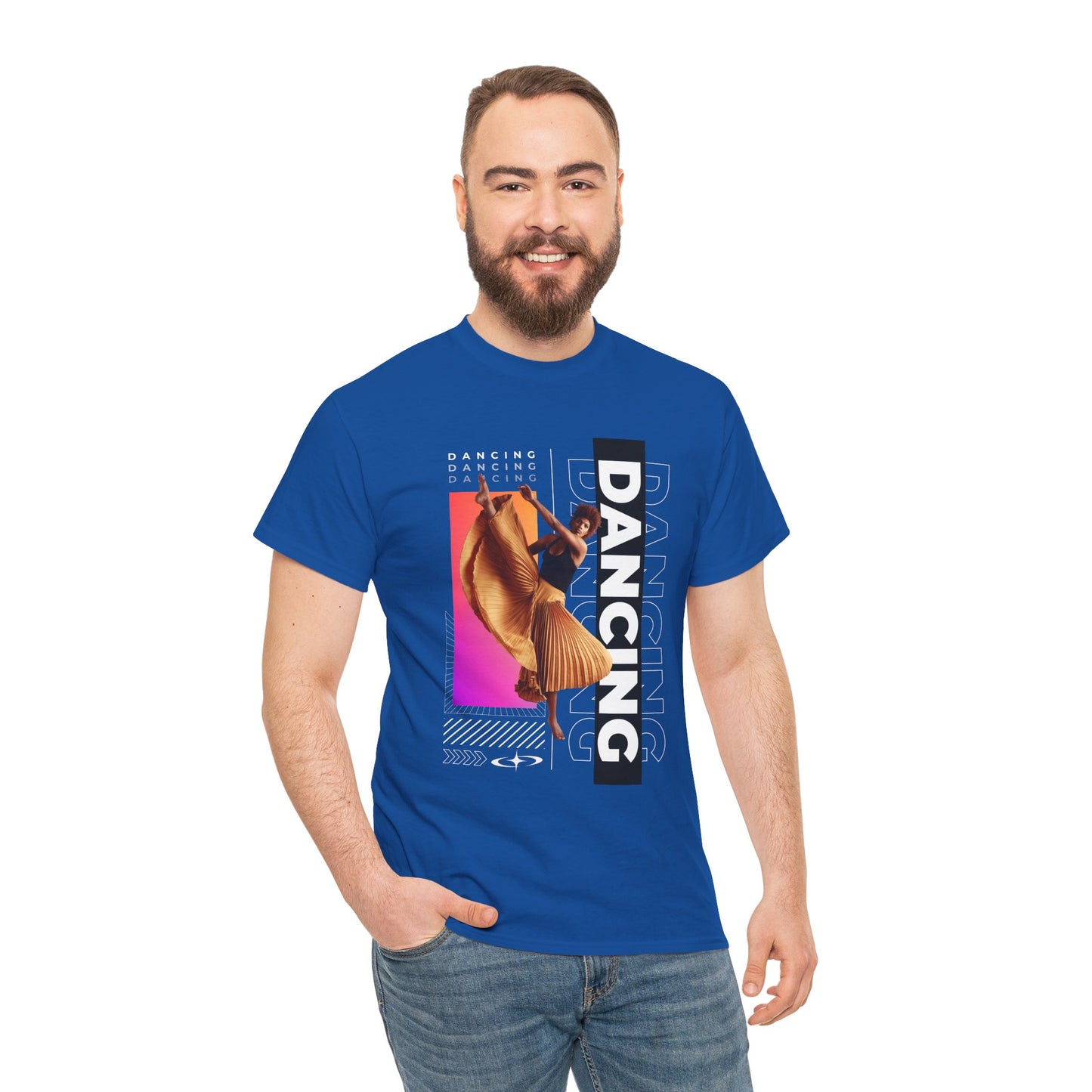 “Dancing” Streetwear-Inspired Female Dancer Unisex Heavy Cotton Tee – Urban Dance Graphic T-Shirt for Performers and Dance Lovers