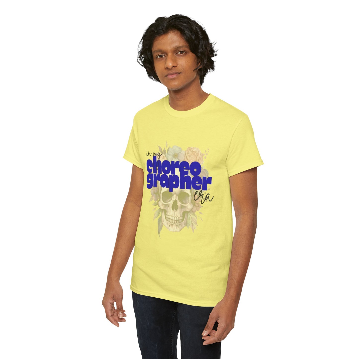 "In My Choreographer Era" Skull Floral Tee – Unisex Heavy Cotton Dance T-Shirt with Cool Gothic Graphic