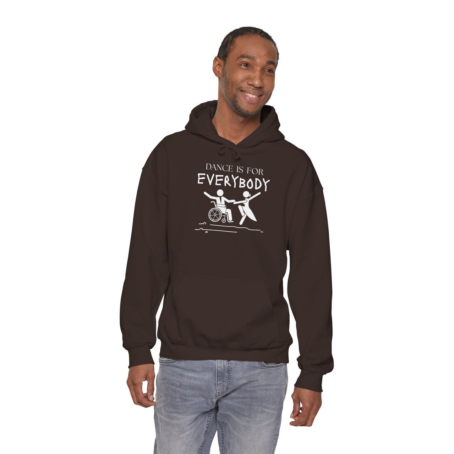 "Dance Is for Everybody" Unisex Hoodie – Inclusive Dance-Themed Hoodie for Teens and Adults with Personalization Option on Sleeve