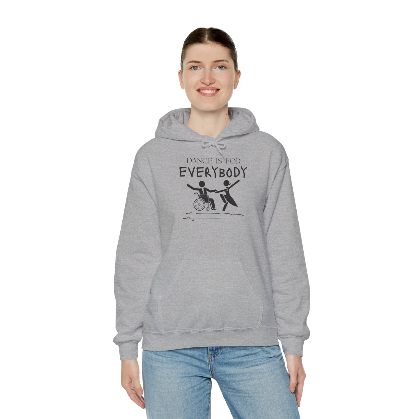 "Dance Is for Everybody" Unisex Hoodie – Inclusive Dance-Themed Hoodie for Teens and Adults with Personalization Option on Sleeve