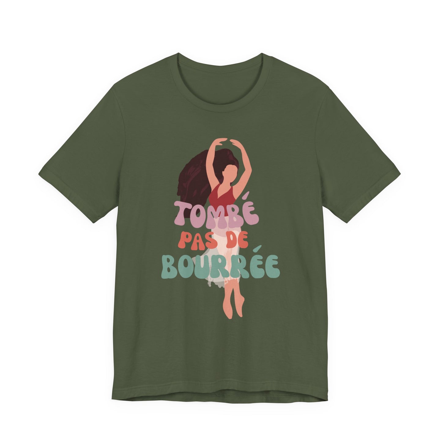 “Tombé Pas de Bourrée” T-Shirt – Ballet Dance Phrase Unisex Garment-Dyed Tee with Elegant Dancer Graphic