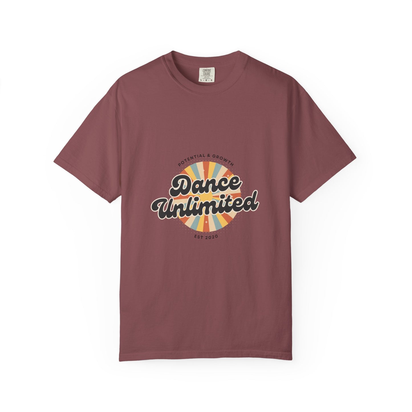 "Dance Unlimited, Potential & Growth" Unisex Garment-Dyed T-Shirt – Retro-Inspired Dance Motivation Graphic Tee – Inspirational Shirt for Dancers"