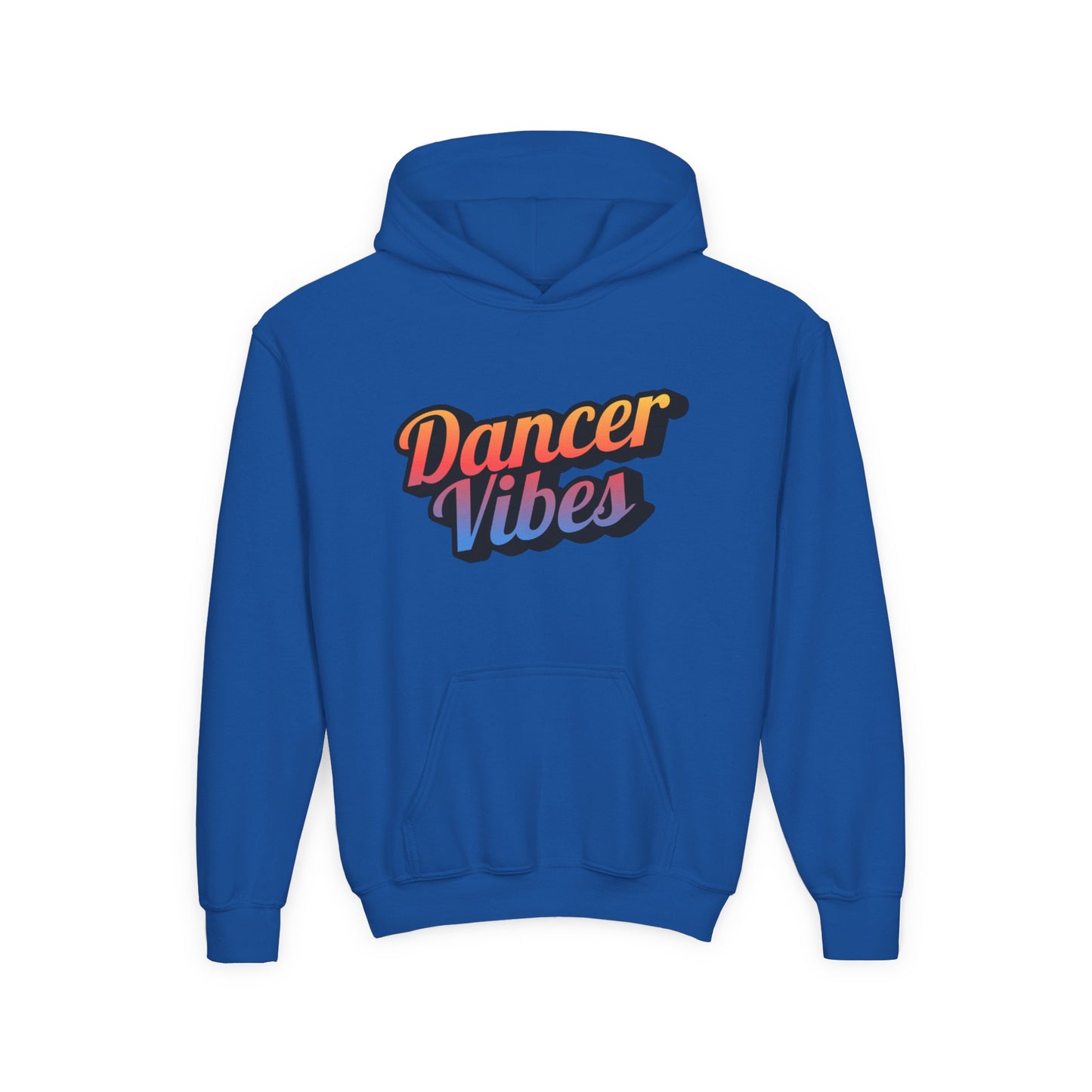 "Dancer Vibes" Youth Hooded Sweatshirt – Retro Text-Based Dance Graphic Hoodie for Kids and Teens
