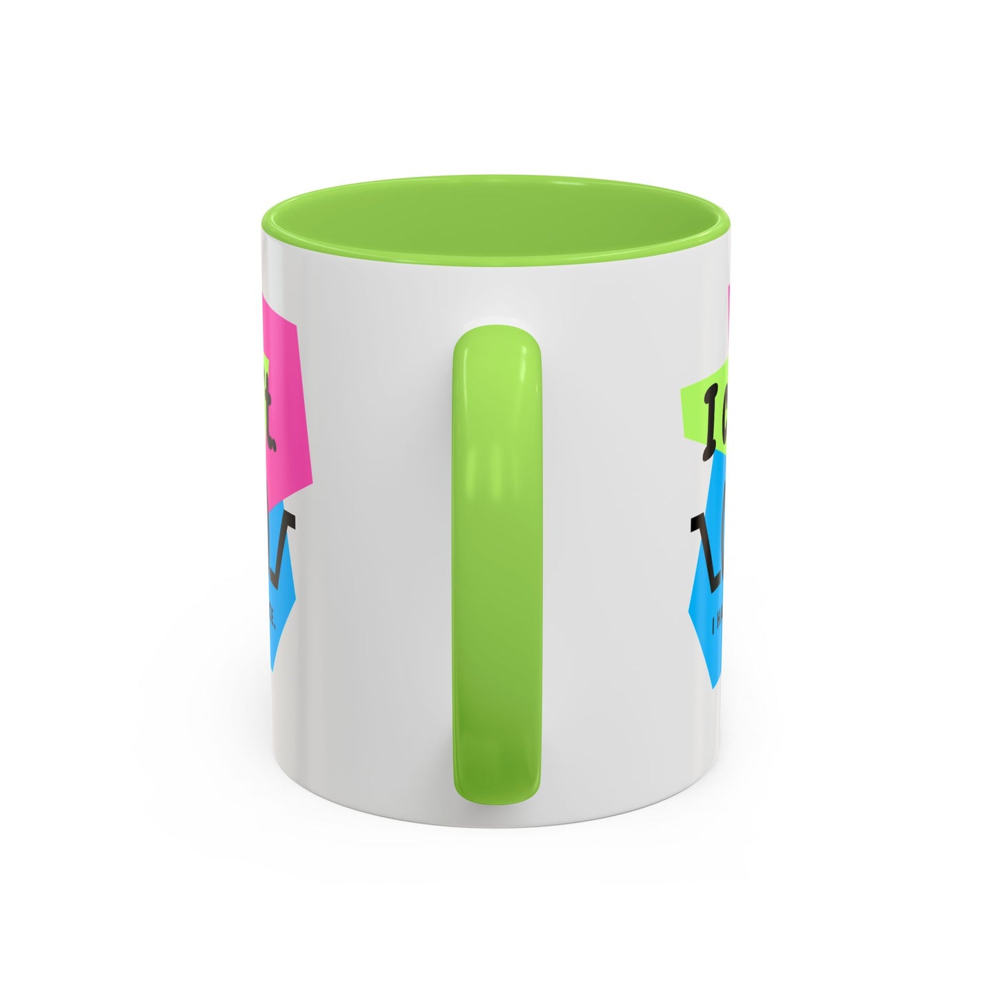“I Can’t. I Have Dance Mug.” with Colored Handles – Bold 80s Retro Dance Graphic Coffee Cup