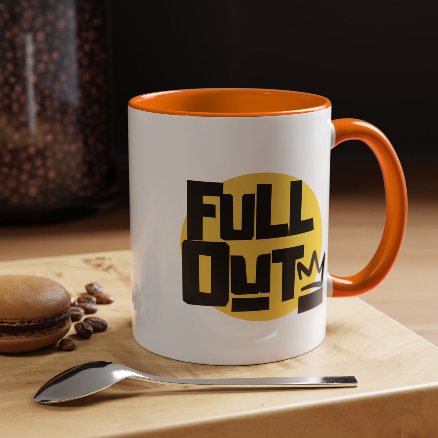"Full Out" Accent Coffee Mug – Streetwear Dance Mug with Crown Graphic for Dancers