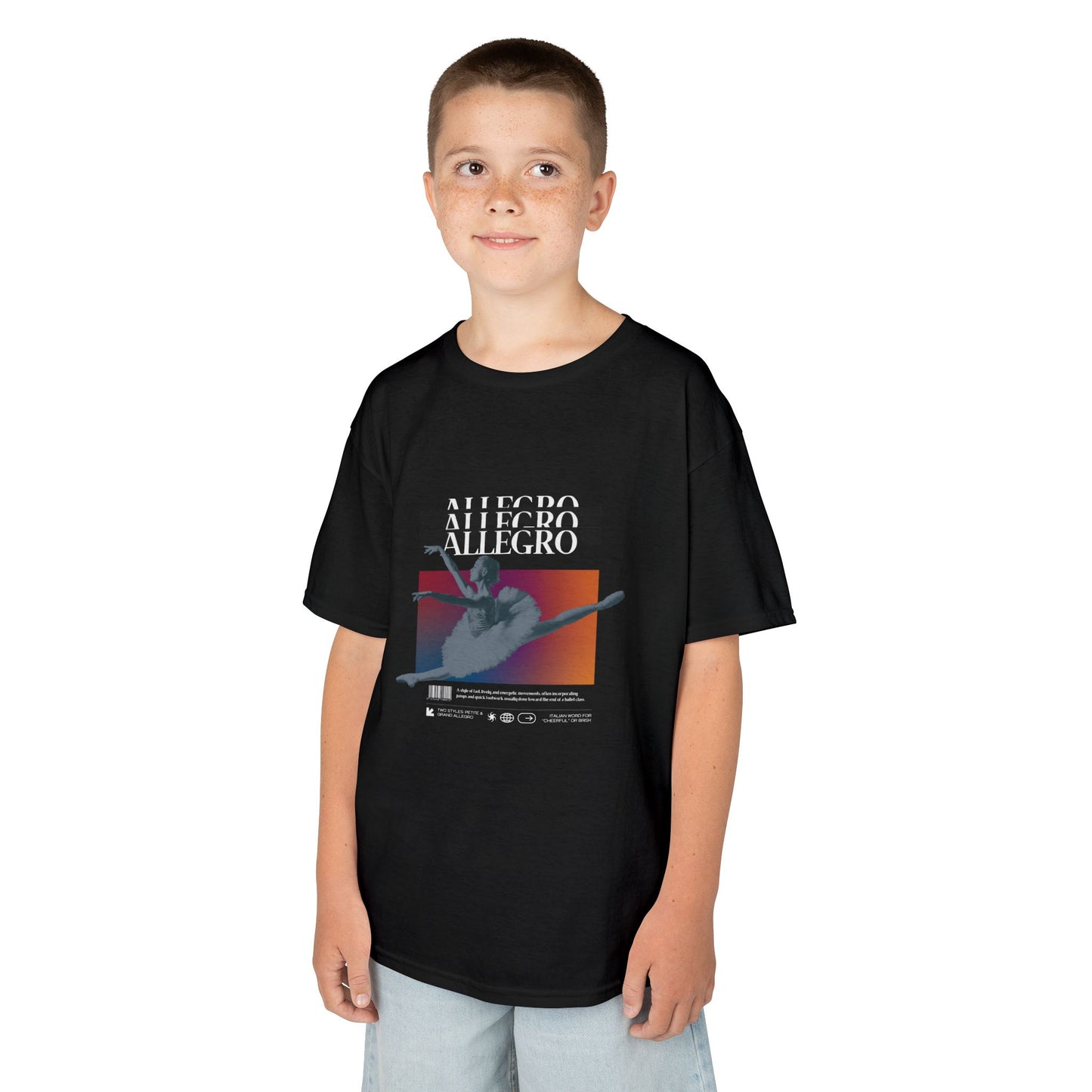 “Allegro” Definition Youth Ballet Short Sleeve T-Shirt – Streetwear-Inspired Ballerina Graphic Kids Dance Tee