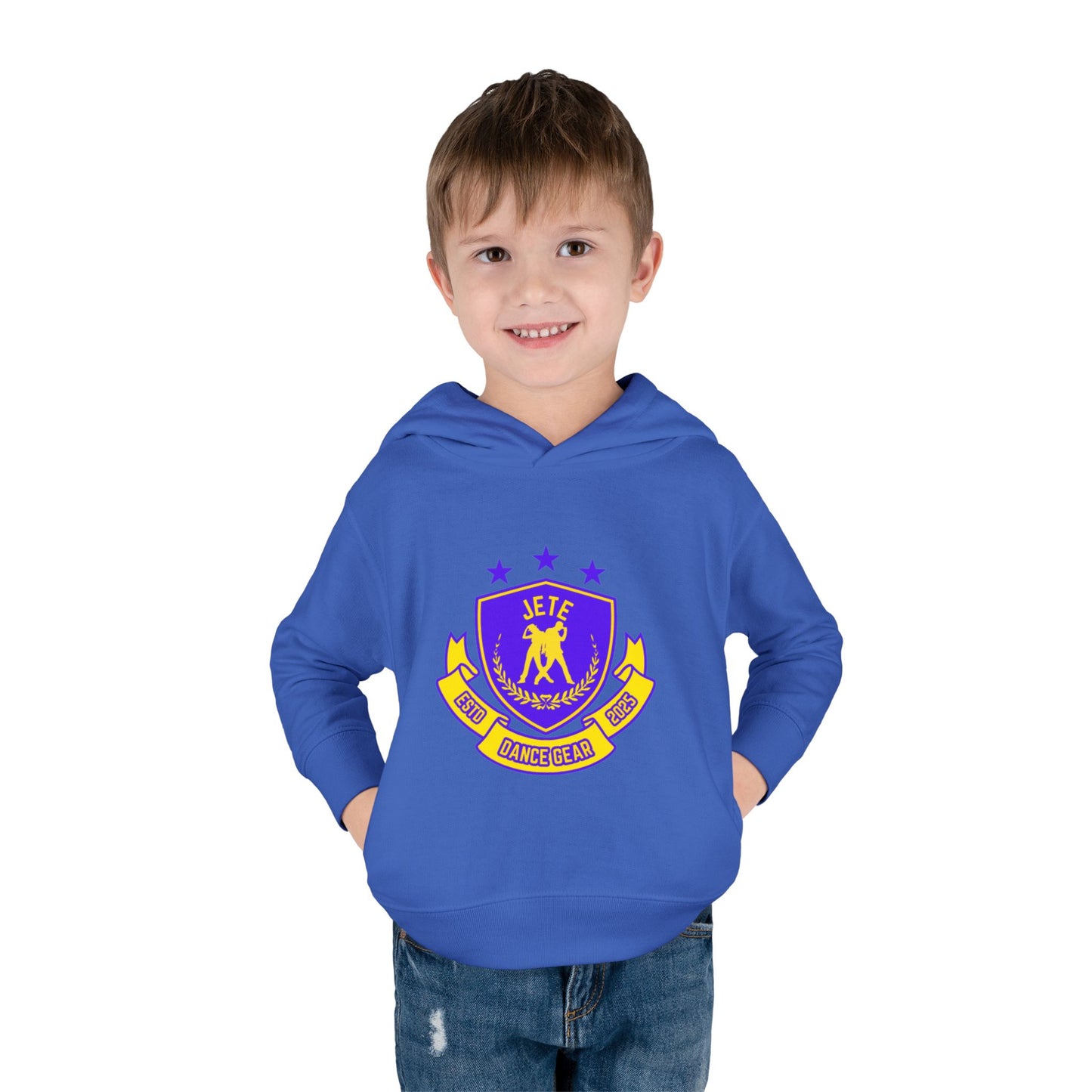 "Jeté Dance Gear" Toddler Pullover Fleece Hoodie – Collegiate-Inspired Dancer Graphic Sweatshirt for Kids