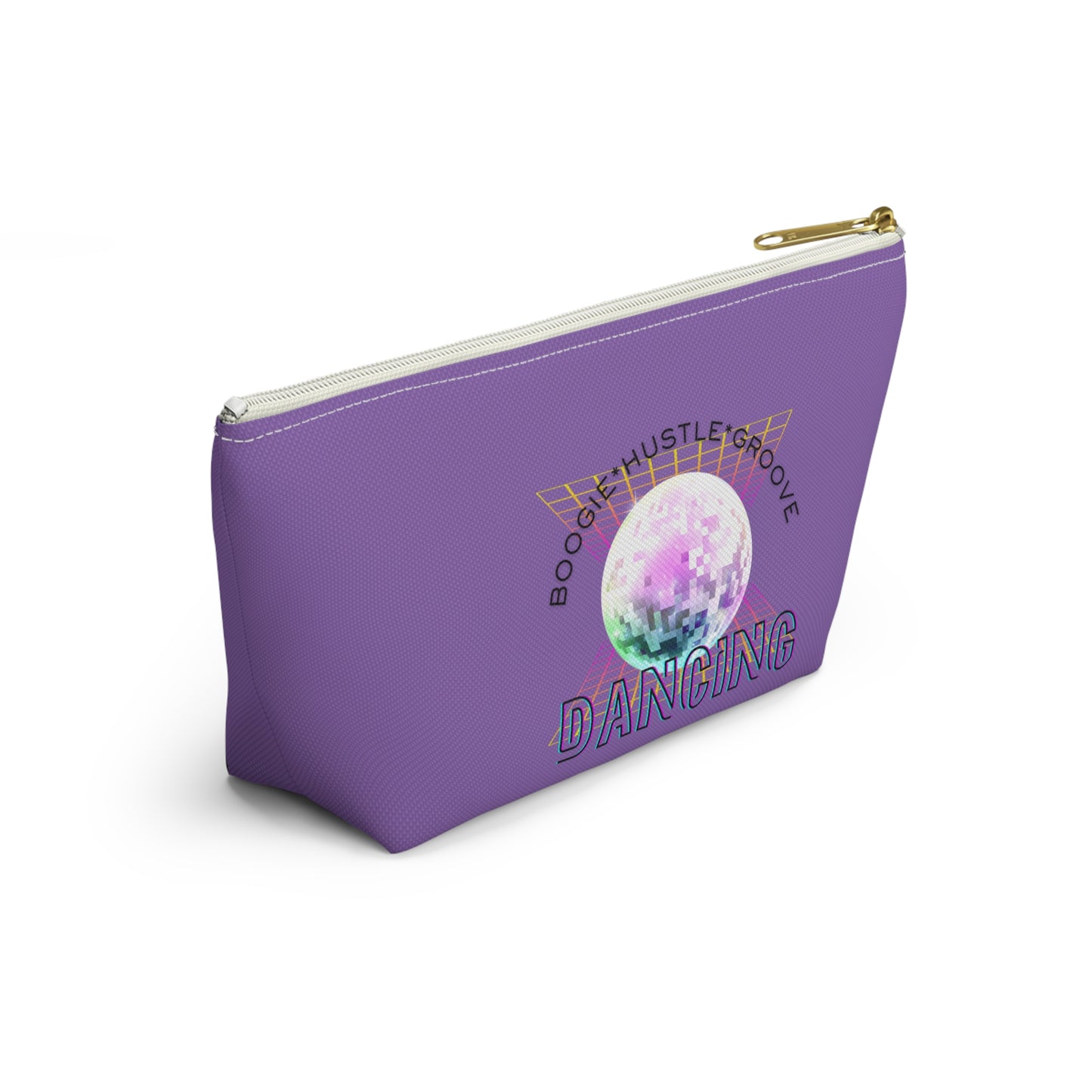 "Boogie, Hustle, Groove - Dancing" Retro Dance-Inspired Makeup Bag | Funky Bold Accessory Pouch for Dancers