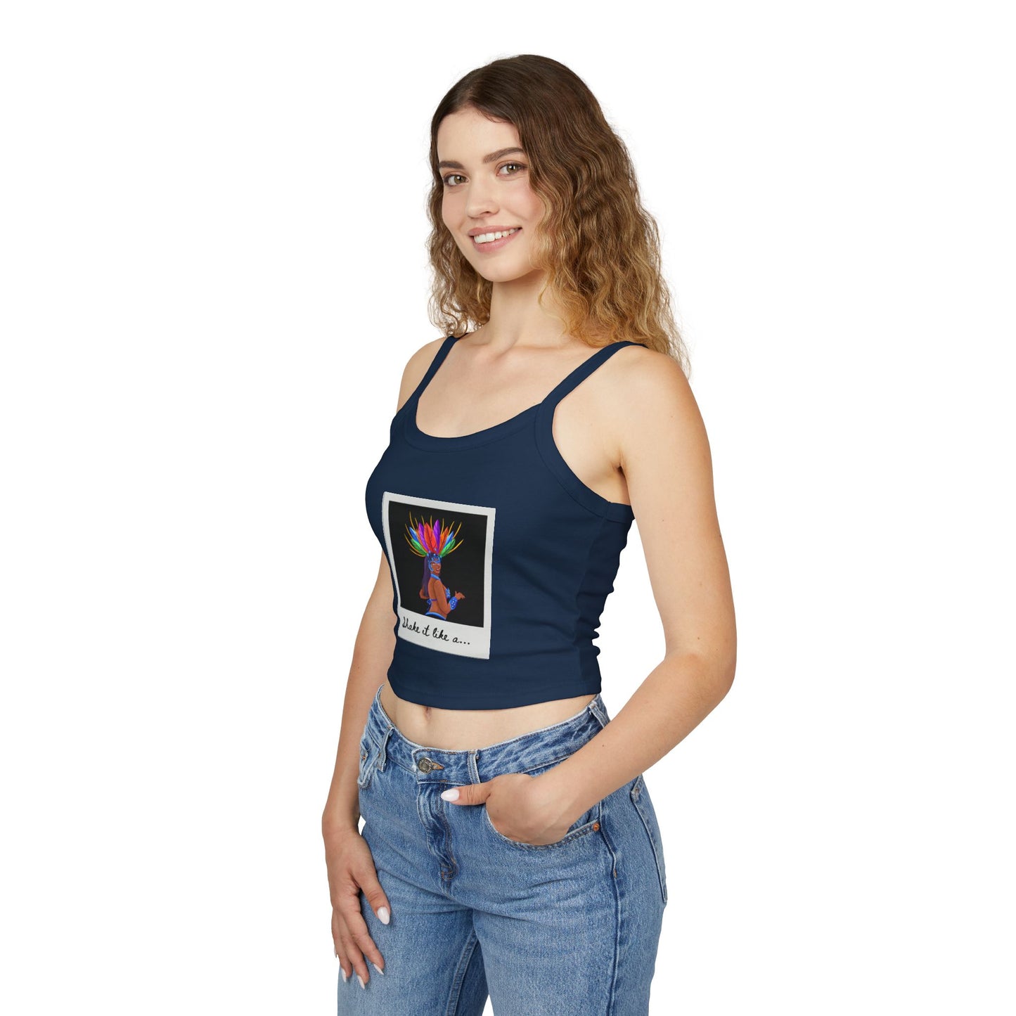 "Shake It Like a..." Women’s Spaghetti Strap Tank Top – Carnival-Inspired Samba Dancer Graphic | Fun Festival & Dancewear Top for Performers & Party Lovers