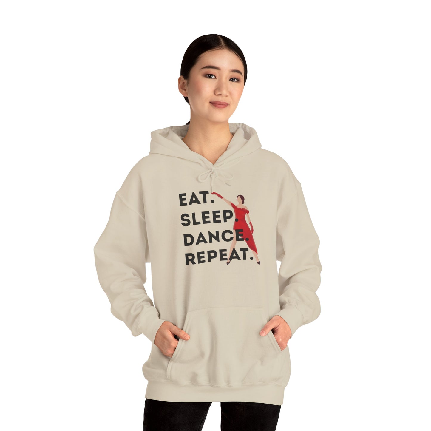 "Eat Sleep Dance Repeat" Unisex Dance Hoodie β Bold Graphic Sweatshirt for Dancers