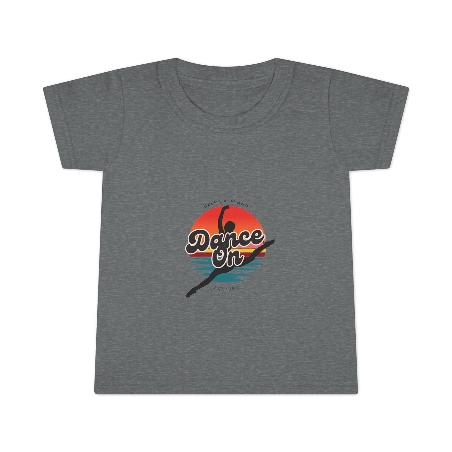 "Keep Calm and Dance On" Toddler Dance T-Shirt – Retro Graphic Short Sleeve Tee for Kids