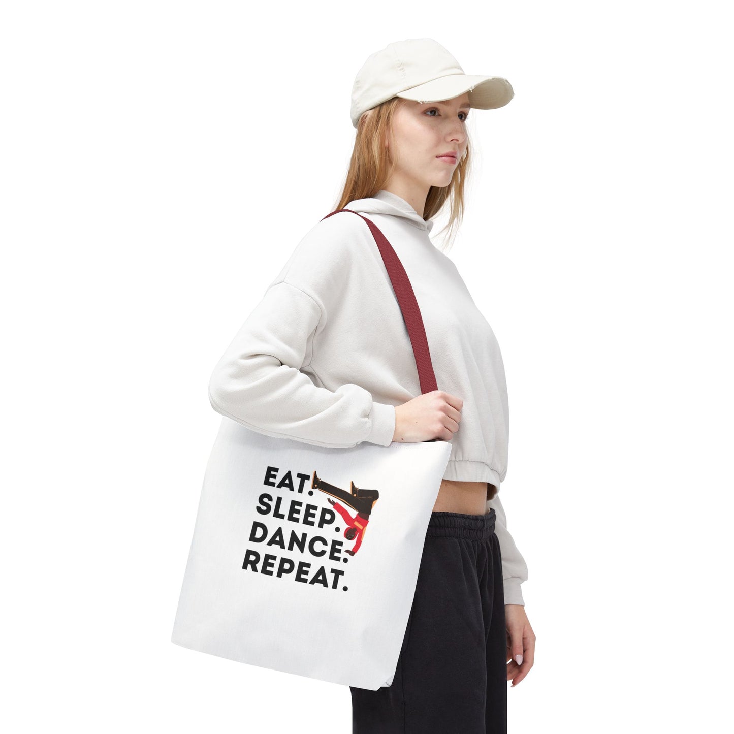 "Eat Sleep Dance Repeat" B-Boy Canvas Tote Bag – Hip-Hop Dancer Graphic Dance Tote for Everyday Use