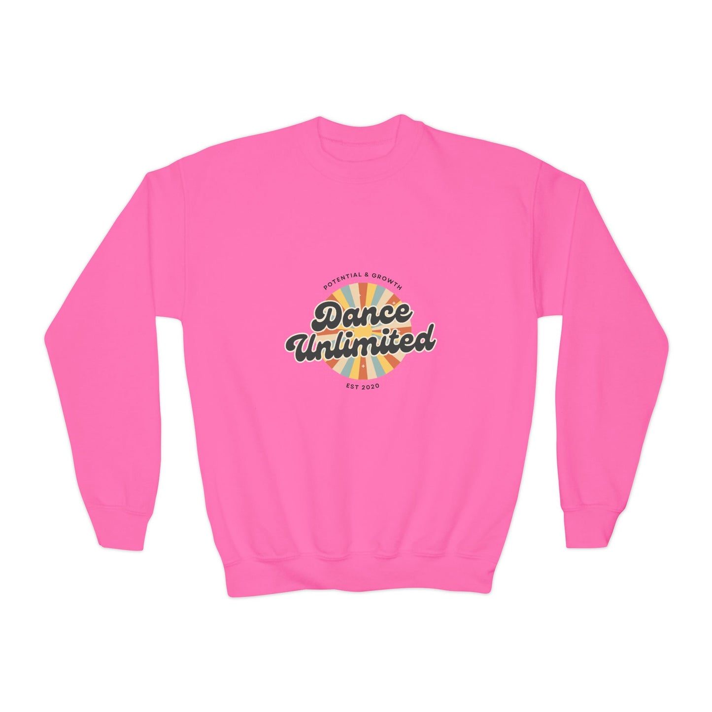 "Dance Unlimited - Potential & Growth" Youth Dance Unlimited Crewneck Sweatshirt – Retro Graphic | Motivational Dance Apparel for Kids