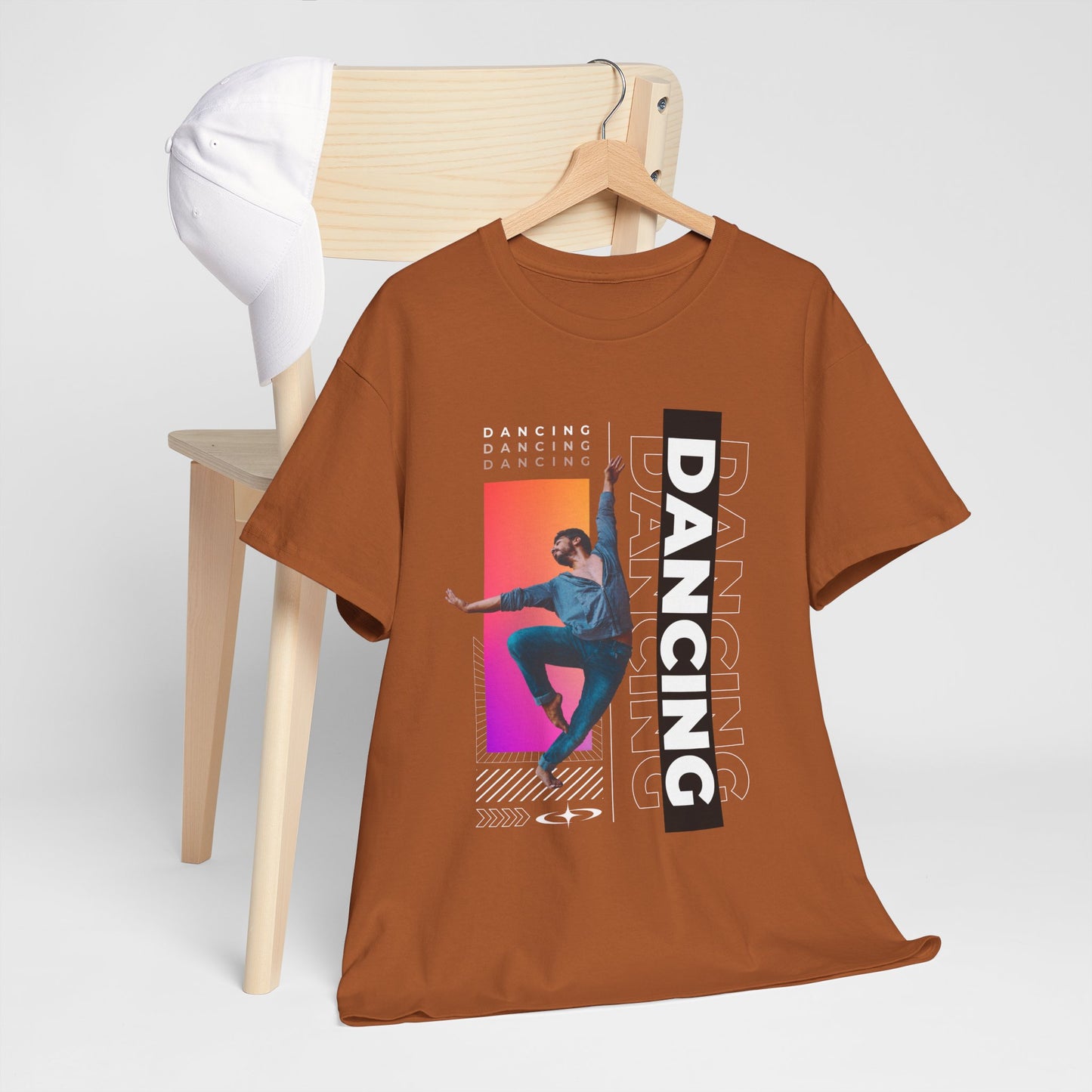 “Dancing” Streetwear-Inspired Male Dancer Unisex Heavy Cotton Tee – Urban Dance Graphic T-Shirt for Performers and Dance Lovers