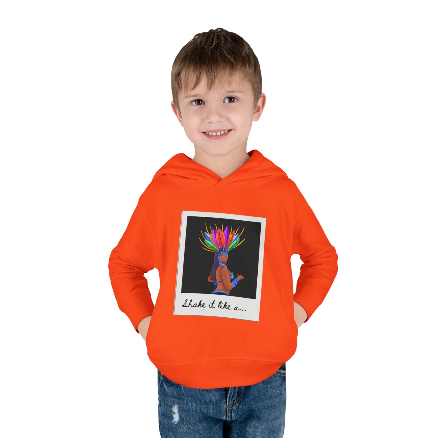 "Shake It Like a..." Toddler Pullover Hoodie – Carnival Samba Dancer Graphic Fleece Sweatshirt for Kids
