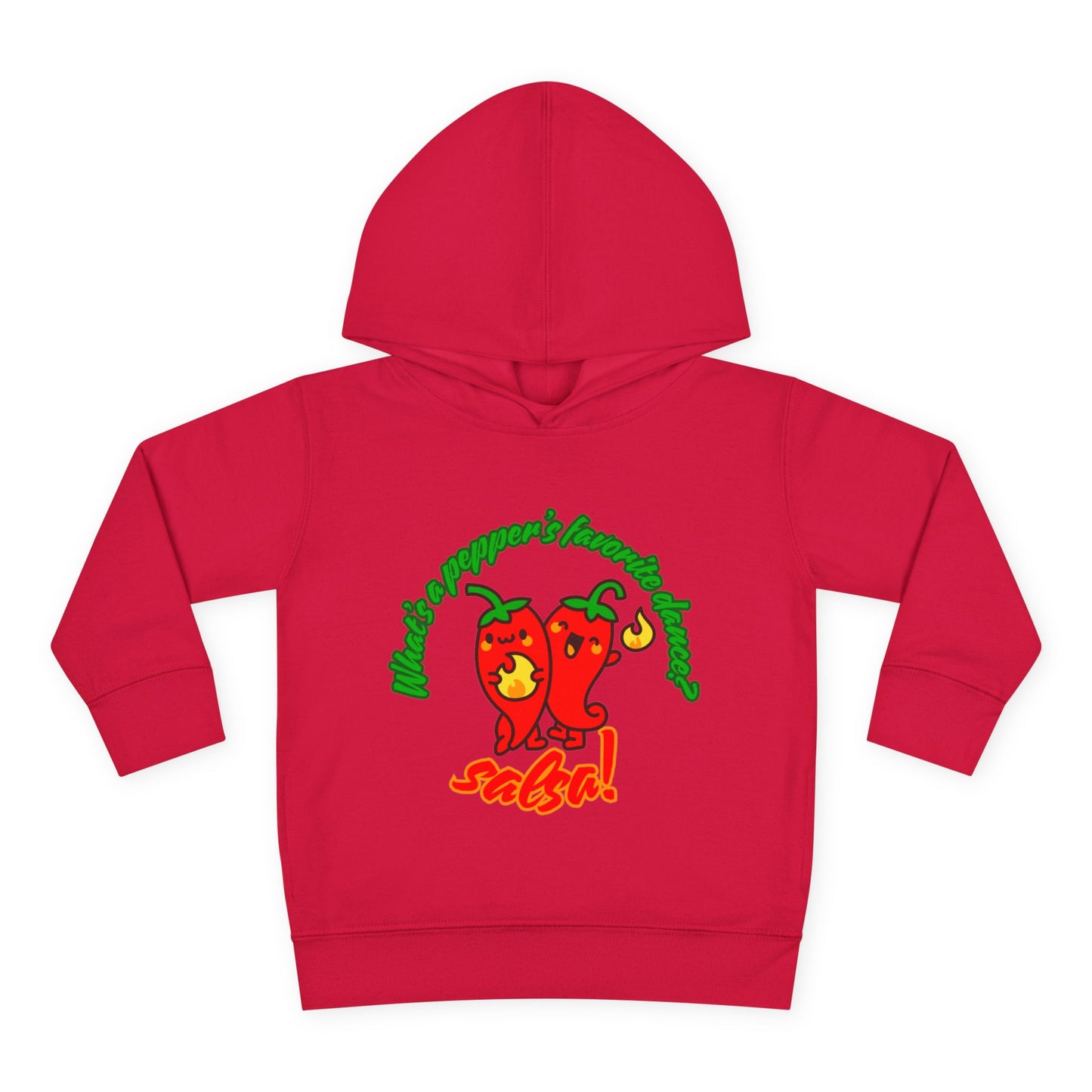 "What's a Pepper's Favorite Dance? Salsa!" Toddler Fleece Dance Hoodie – Funny Colorful Pullover for Kids