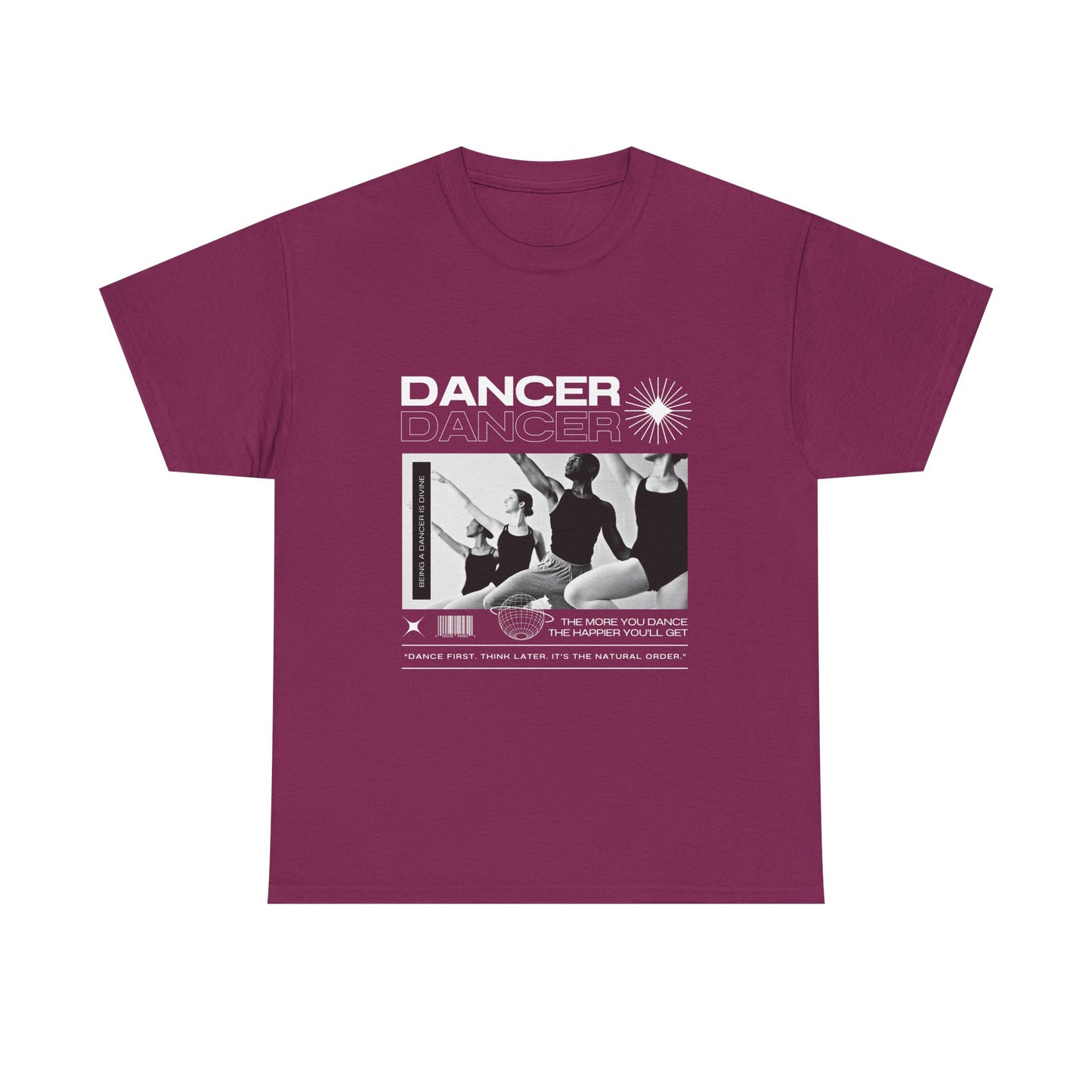 "Dancer" with ballet dancers at the Barre - Unisex Heavy Cotton Tee | Streetwear-Inspired Ballet Training Graphic T-Shirt for Dance Lovers