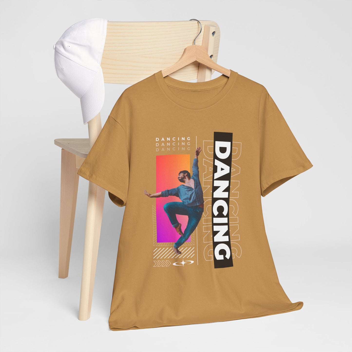 “Dancing” Streetwear-Inspired Male Dancer Unisex Heavy Cotton Tee – Urban Dance Graphic T-Shirt for Performers and Dance Lovers