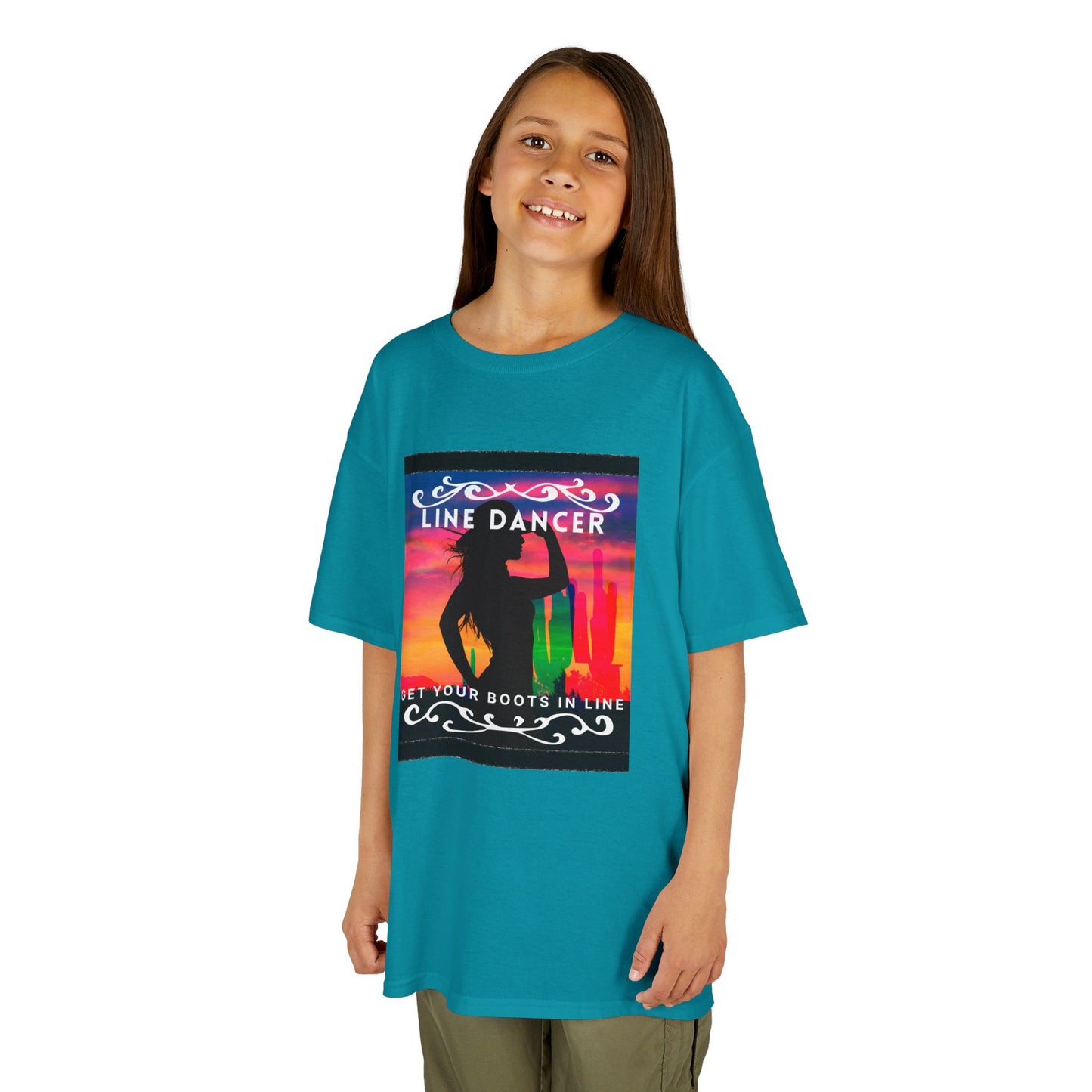 "Line Dancer – Get Your Boots in Line" Youth Short Sleeve Tee – Western-Inspired Country Dance Shirt for Kids