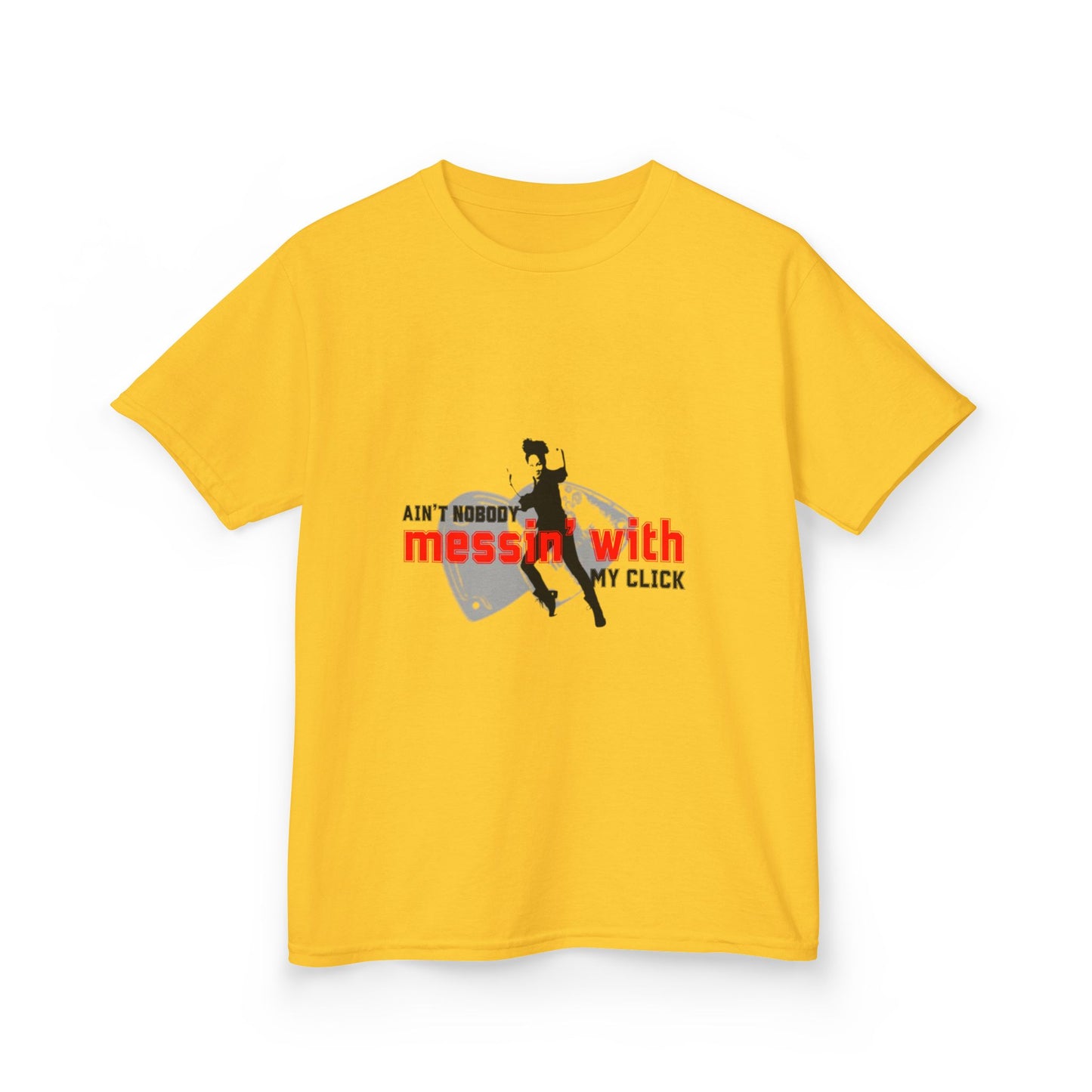 "Ain’t Nobody Messin’ With My Click" – Youth Short Sleeve Dance Tee with Tap Shoes & Tap Dancer Graphic