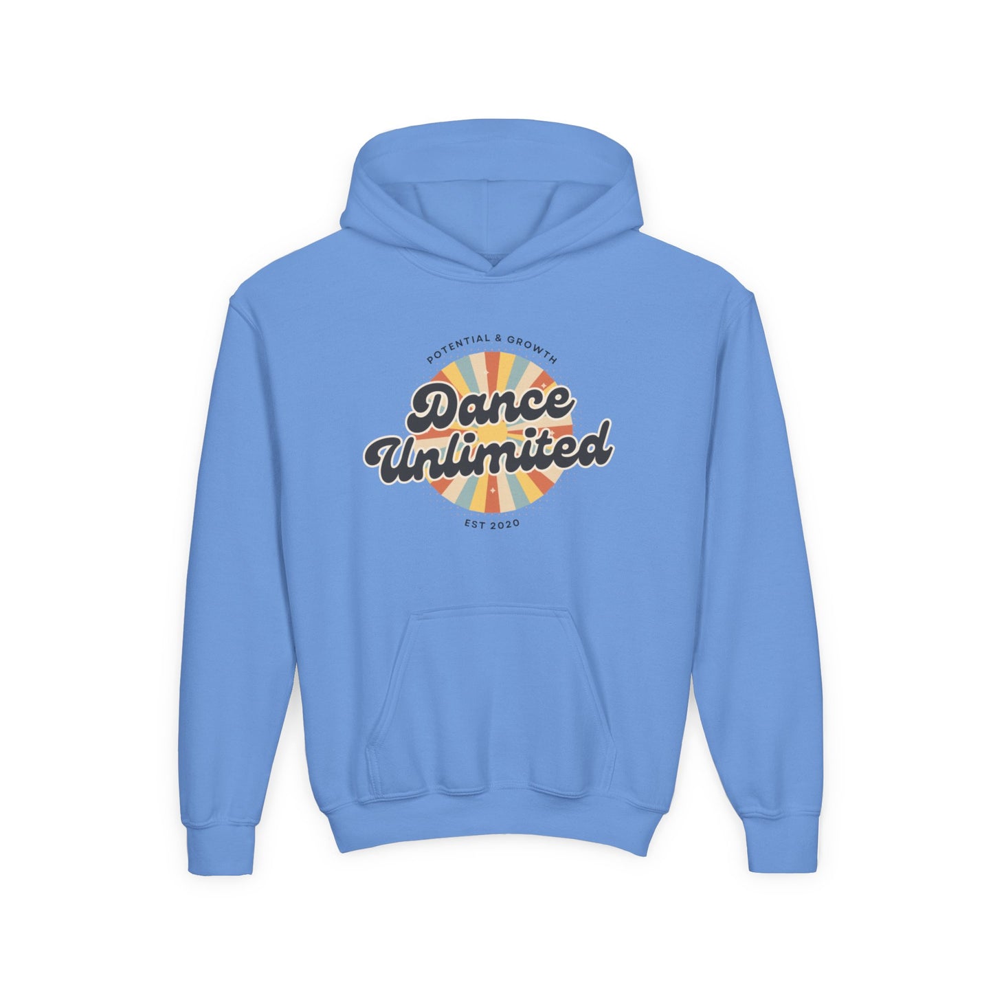 "Dance Unlimited - Potential & Growth" Youth Hooded Sweatshirt – Retro Dance Graphic Hoodie for Kids and Teens