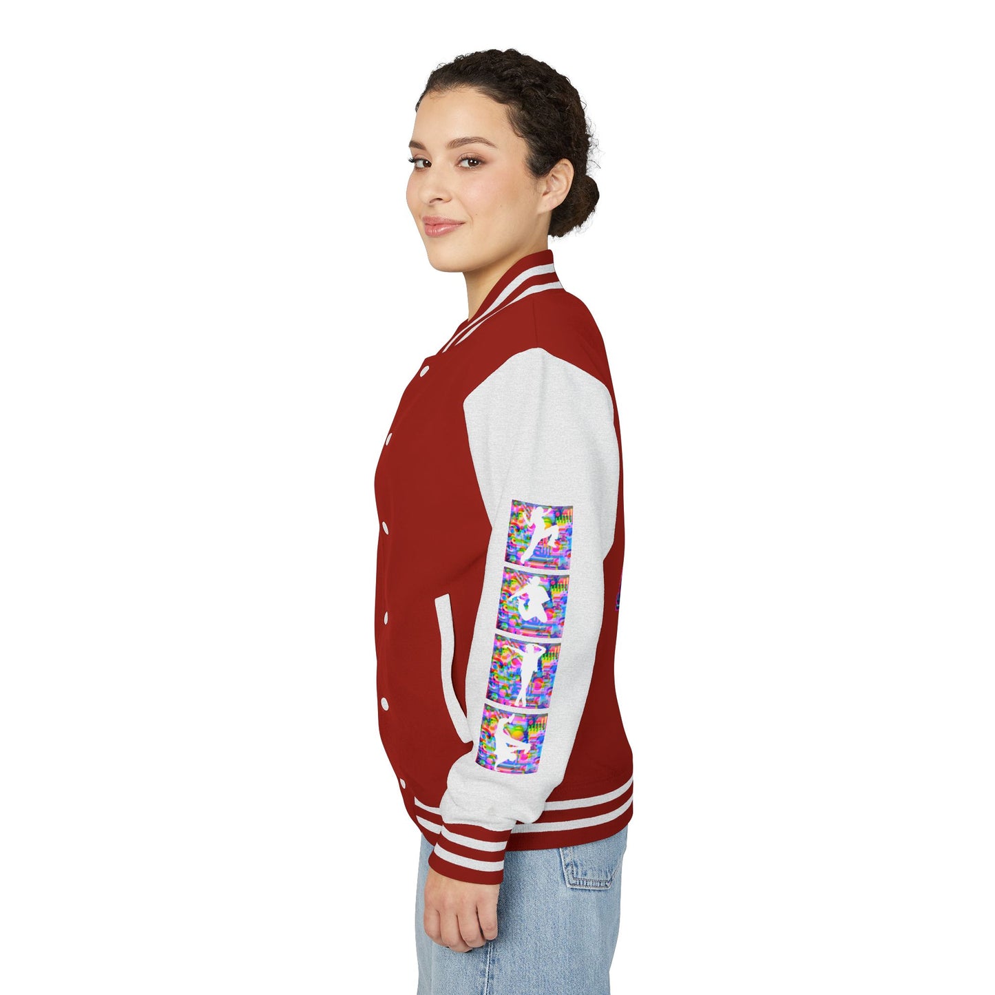 Levels Premium Collection Dance Letterman Jacket β Colorful Unisex Streetwear Varsity Jacket with "Levels Pictures Textures" Front and Dancer Silhouette Back Graphic