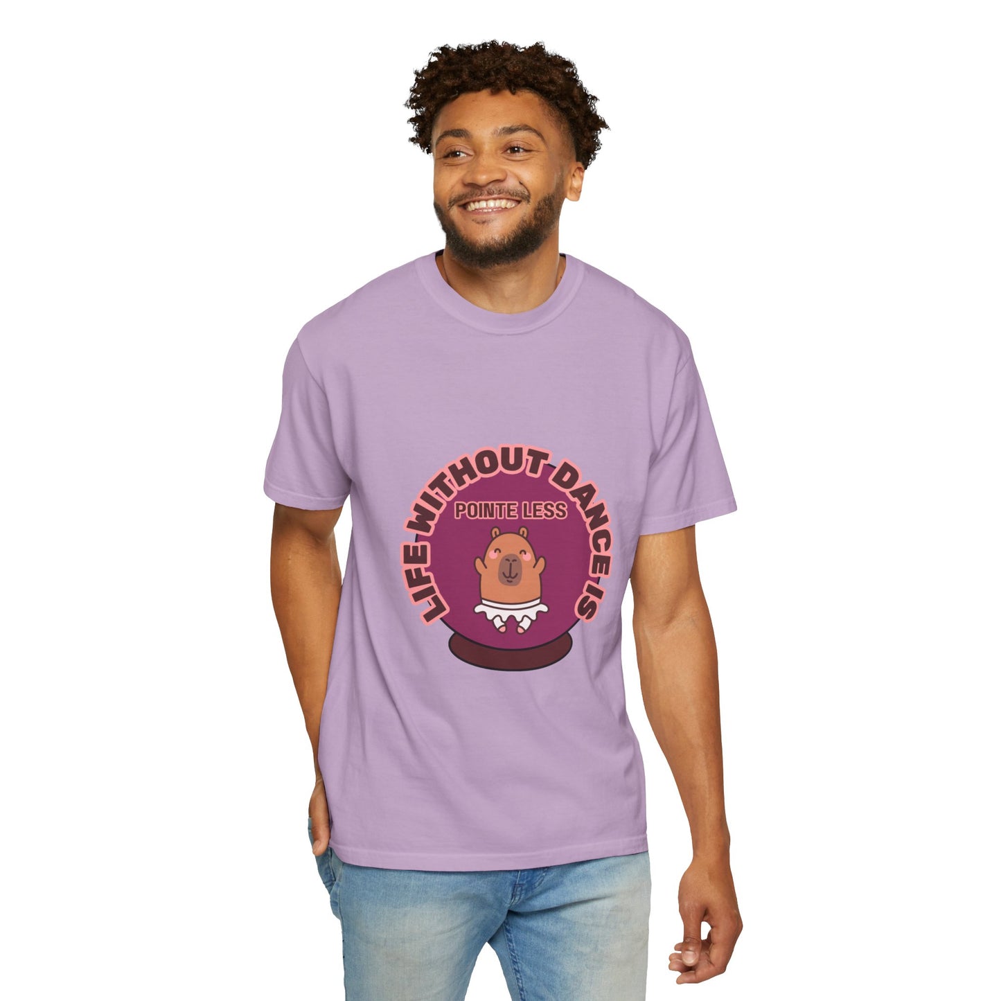 "Life Without Dance is Pointeless" Unisex Garment-Dyed T-Shirt – Cute Dancing Capybara Graphic Tee – Funny Dance Shirt for Animal Lovers & Performers