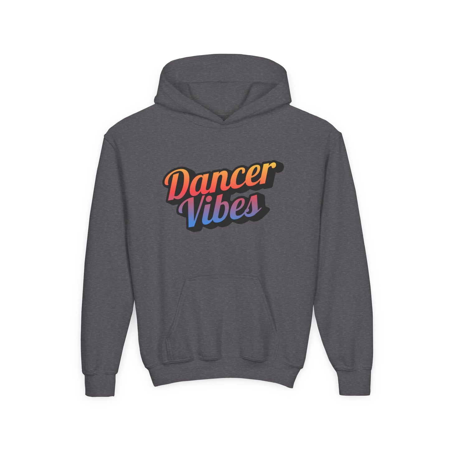 "Dancer Vibes" Youth Hooded Sweatshirt – Retro Text-Based Dance Graphic Hoodie for Kids and Teens