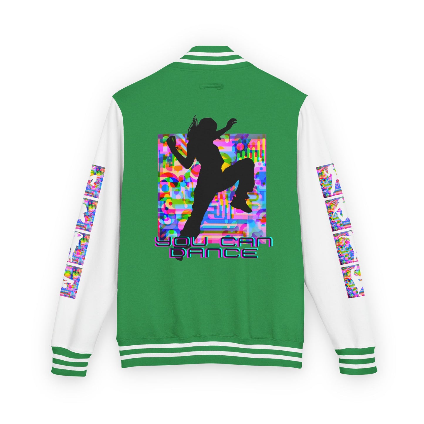 Levels Premium Collection Dance Letterman Jacket β Colorful Unisex Streetwear Varsity Jacket with "Levels Pictures Textures" Front and Dancer Silhouette Back Graphic