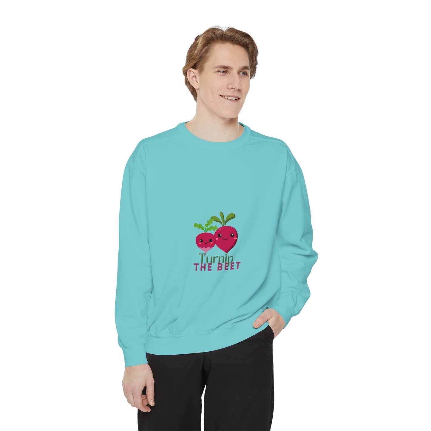 "Turnip the Beet" Unisex Lightweight Crewneck Sweatshirt – Fun Dance Pun Pullover with Cute Pepper Graphic for Dancers & Music Fans