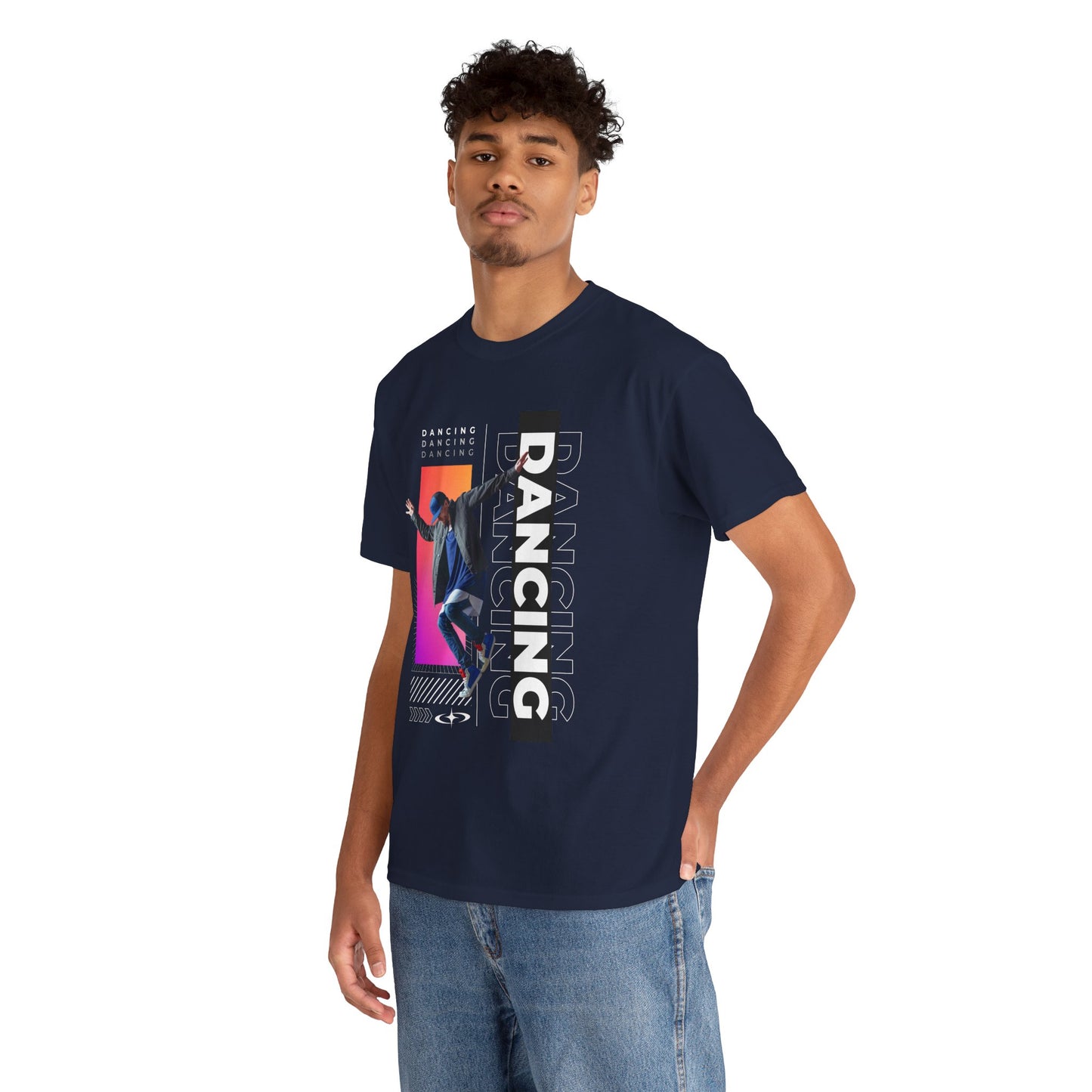 “Dancing” Streetwear-Inspired Male Dancer Unisex Heavy Cotton Tee – Urban Dance Graphic T-Shirt for Performers and Dance Lovers