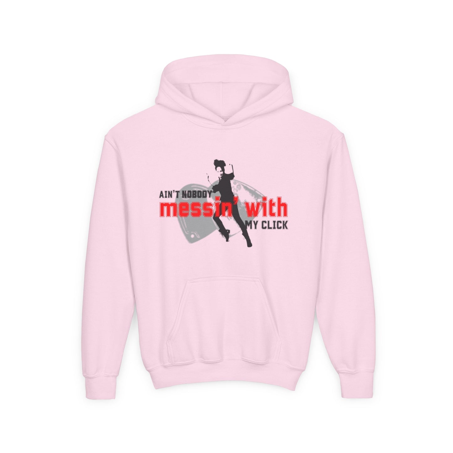 “Ain’t Nobody Messin’ with My Click” Tap Dance Graphic with Tap Shoes & Dancer - Unisex Youth Hoodie – Streetwear Tap Dancing Hoodie for Kids & Young Performers
