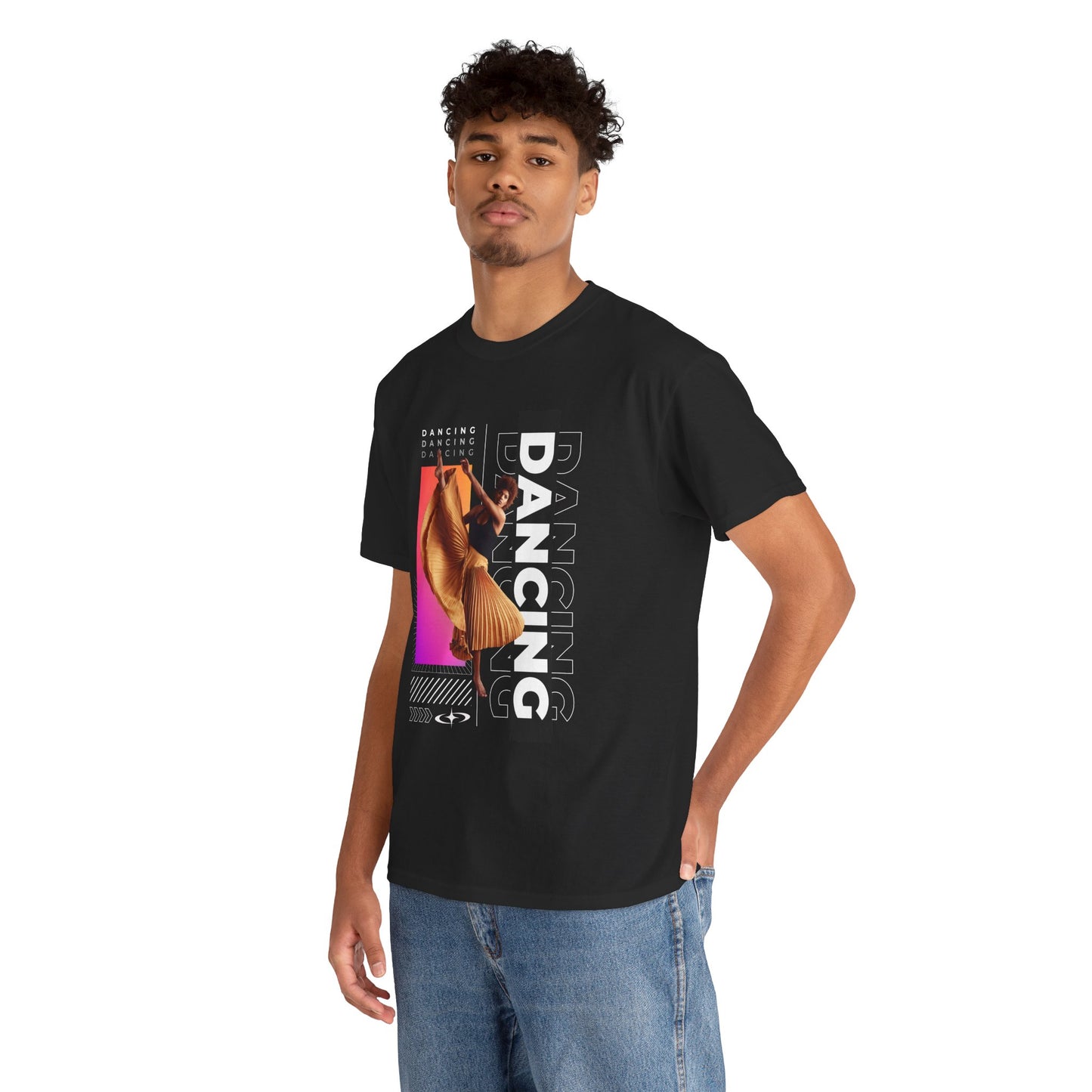 “Dancing” Streetwear-Inspired Female Dancer Unisex Heavy Cotton Tee – Urban Dance Graphic T-Shirt for Performers and Dance Lovers
