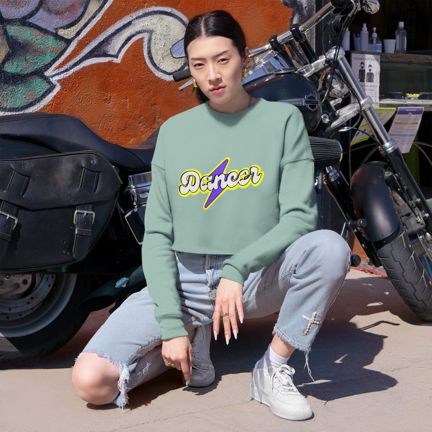 "Dancer" Women’s Cropped Dance Sweatshirt – Superhero-Inspired Graphic | Bold Dance Apparel for Strong, Empowered Movers