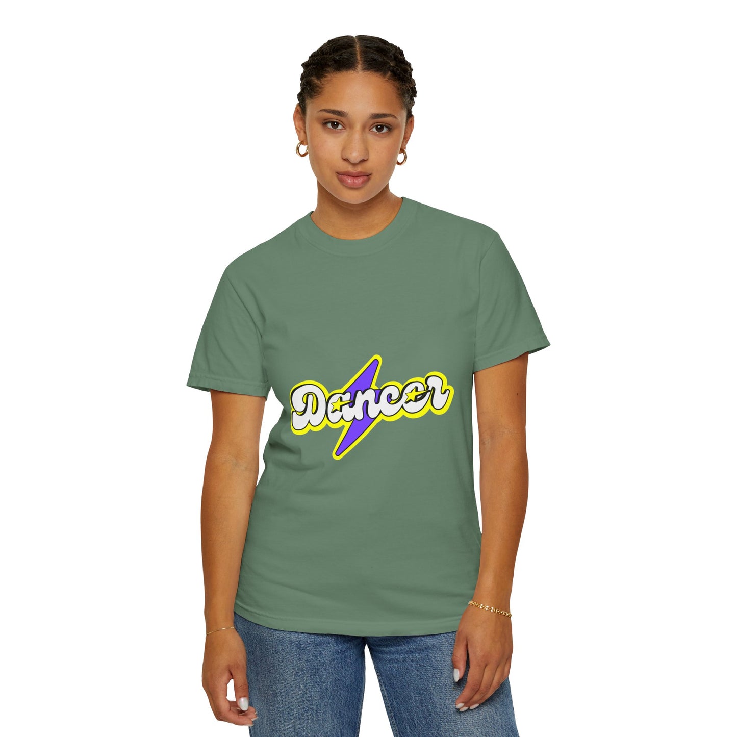 "Dancer" Unisex Garment-Dyed T-Shirt – Superhero-Style Bold Graphic Tee – Dance Power Shirt for Performers & Movers