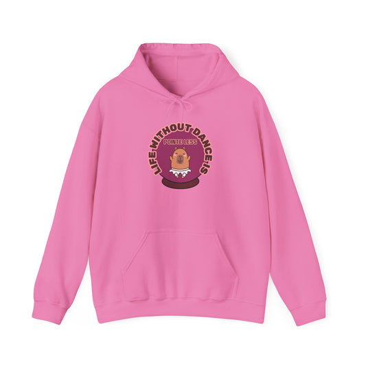 “Life Without Dance is Pointeless" Unisex Heavy Blend Hooded Sweatshirt – Cute Capybara Graphic Hoodie for Adults and Teens