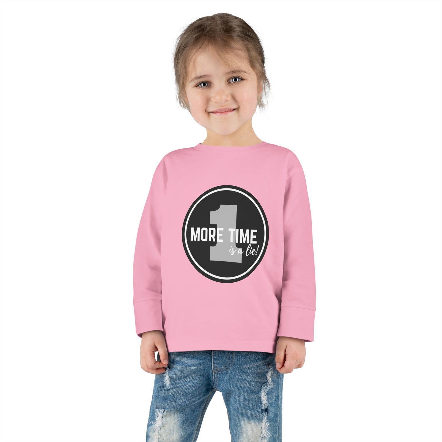"One More Time Is a Lie" Toddler Dance T-Shirt – Bold Emblem Graphic Long Sleeve Tee for Kids
