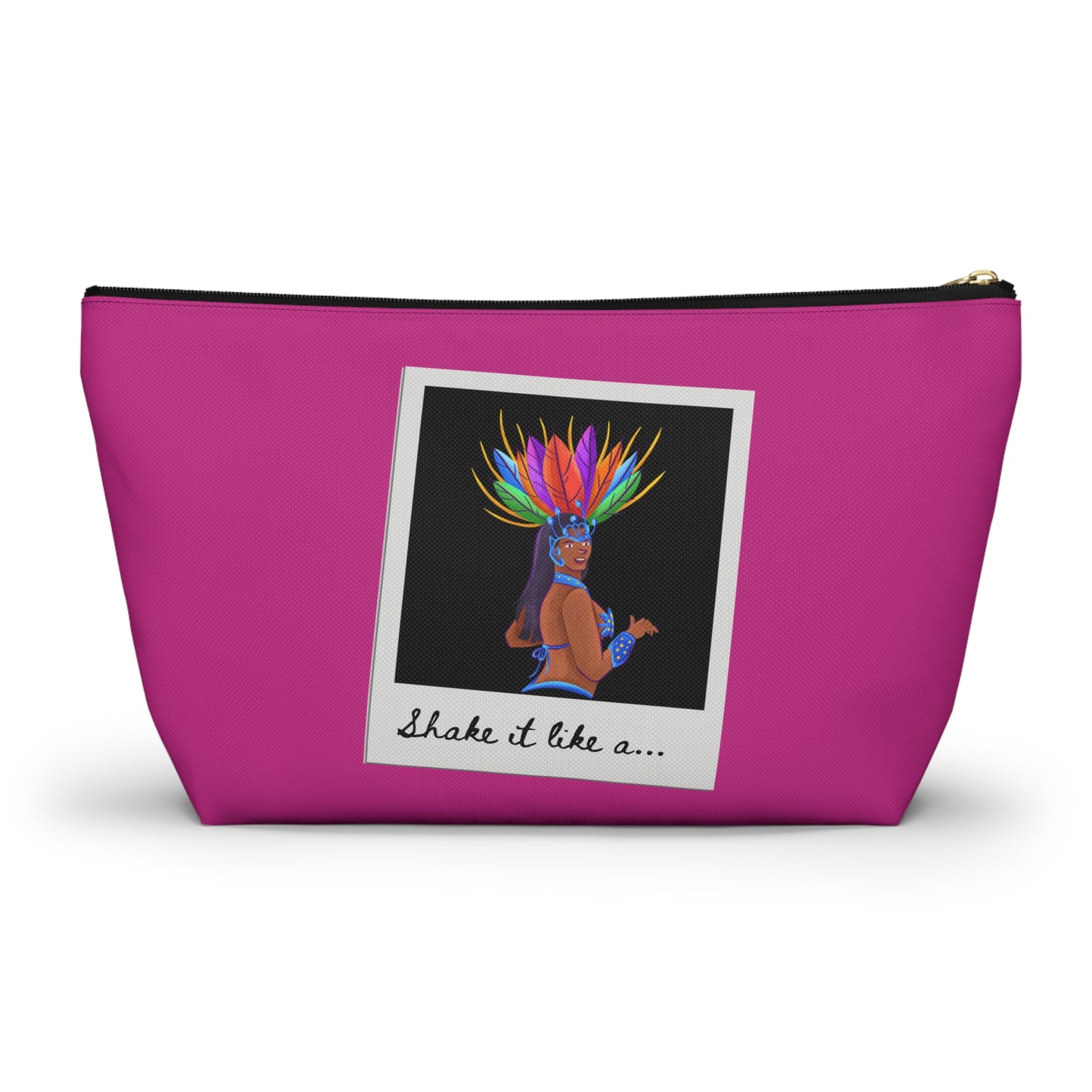 "Shake It Like a..." Makeup Bag – Carnival-Inspired Samba Dancer Graphic – Fun Dance-Themed Zipper Pouch for Cosmetics, Travel & Accessories