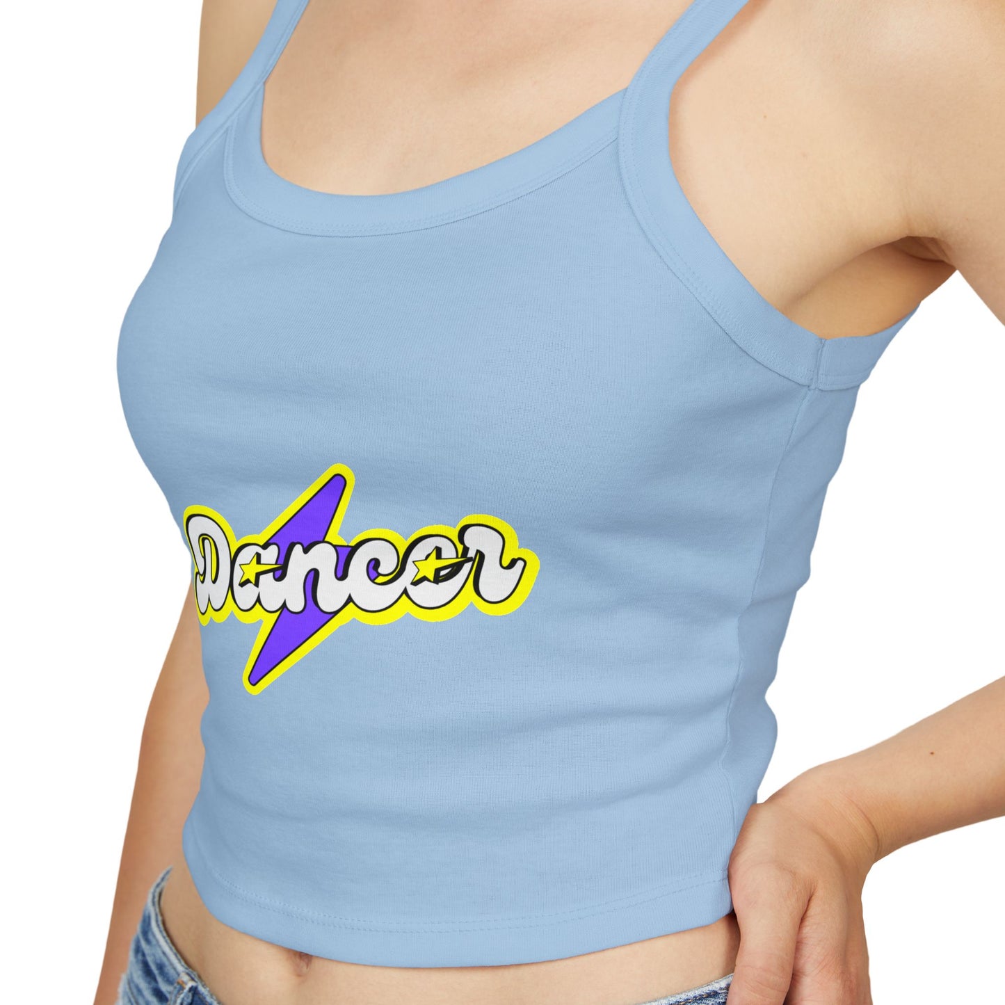"Dancer" Women’s Spaghetti Strap Tank Top – Superhero-Inspired Dancer Graphic | Empowering Dance Apparel for Strong & Stylish Performers