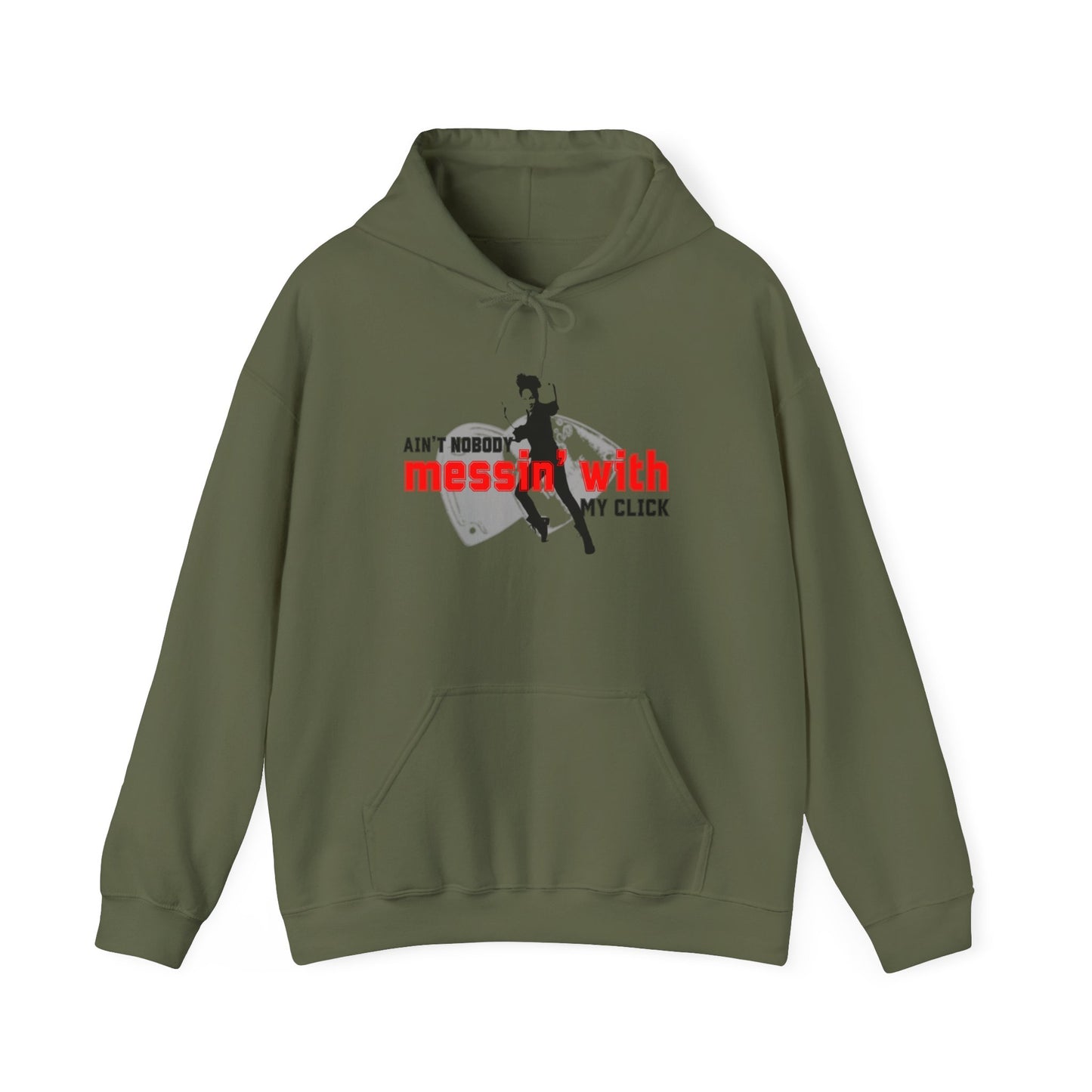 “Ain’t Nobody Messin’ with My Click” Tap Dance Graphic with Tap Shoes & Dancer | Streetwear-Inspired Tap Dancing Hoodie for Dancers - Unisex Heavy Blend™ Hooded Sweatshirt