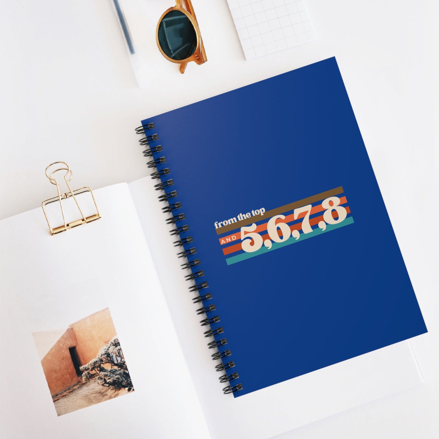 "From the Top and 5, 6, 7, 8" Spiral Notebook – Retro-Inspired Dance Journal with Colorful Graphic for Dancers, Choreographers & Students