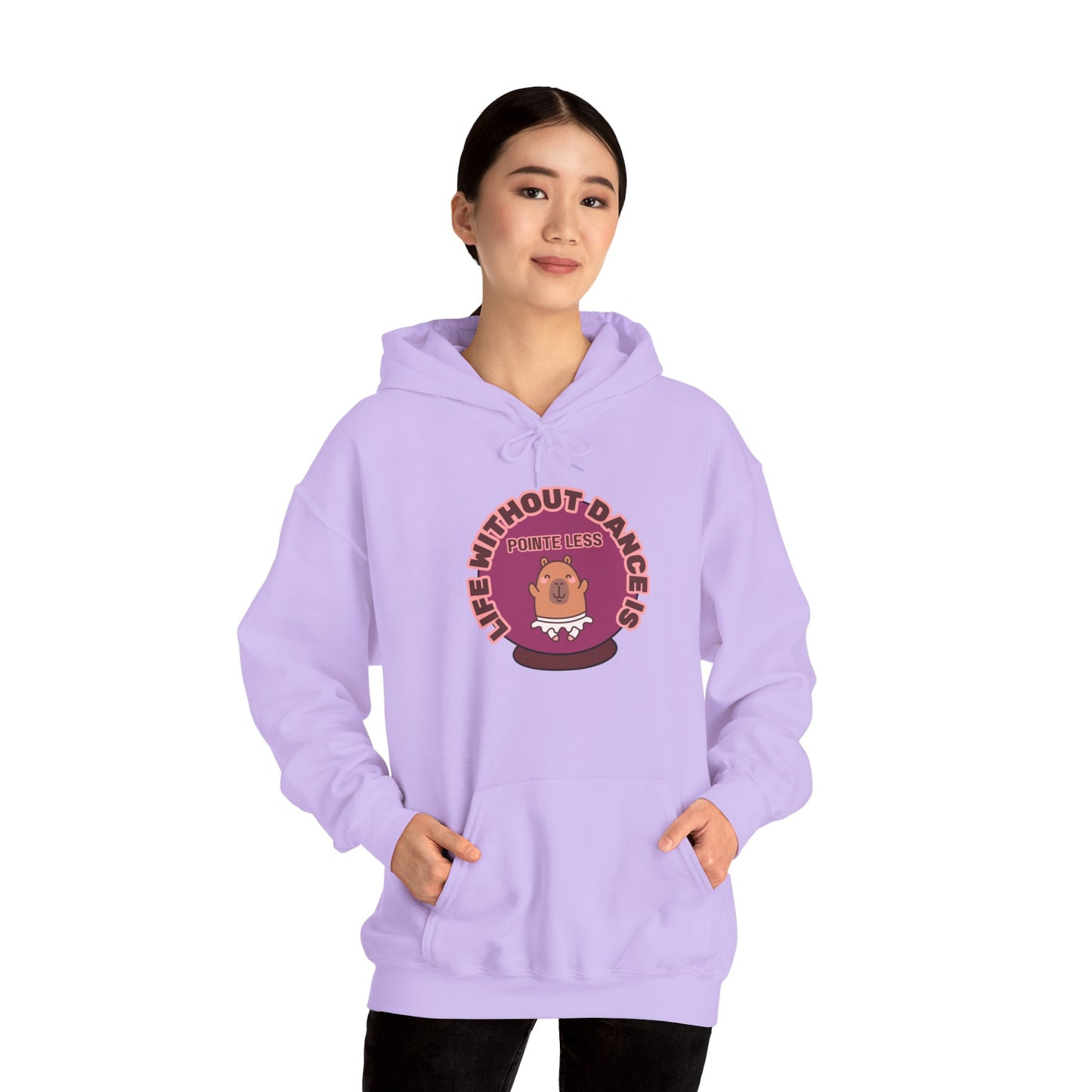 “Life Without Dance is Pointeless" Unisex Heavy Blend Hooded Sweatshirt – Cute Capybara Graphic Hoodie for Adults and Teens