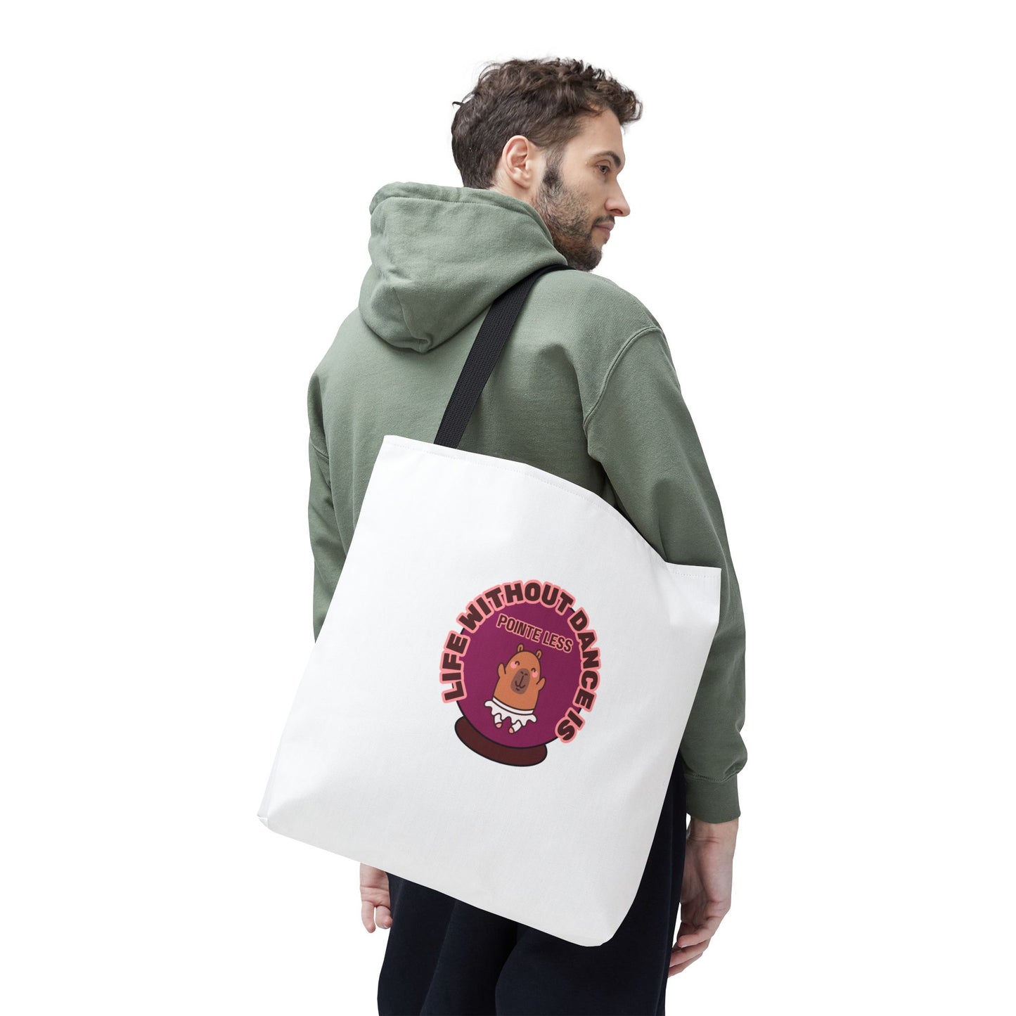 "Life Without Dance Is Pointeless" Capybara Canvas Tote Bag – Funny Dance Pun Tote for Dancers & Animal Lovers