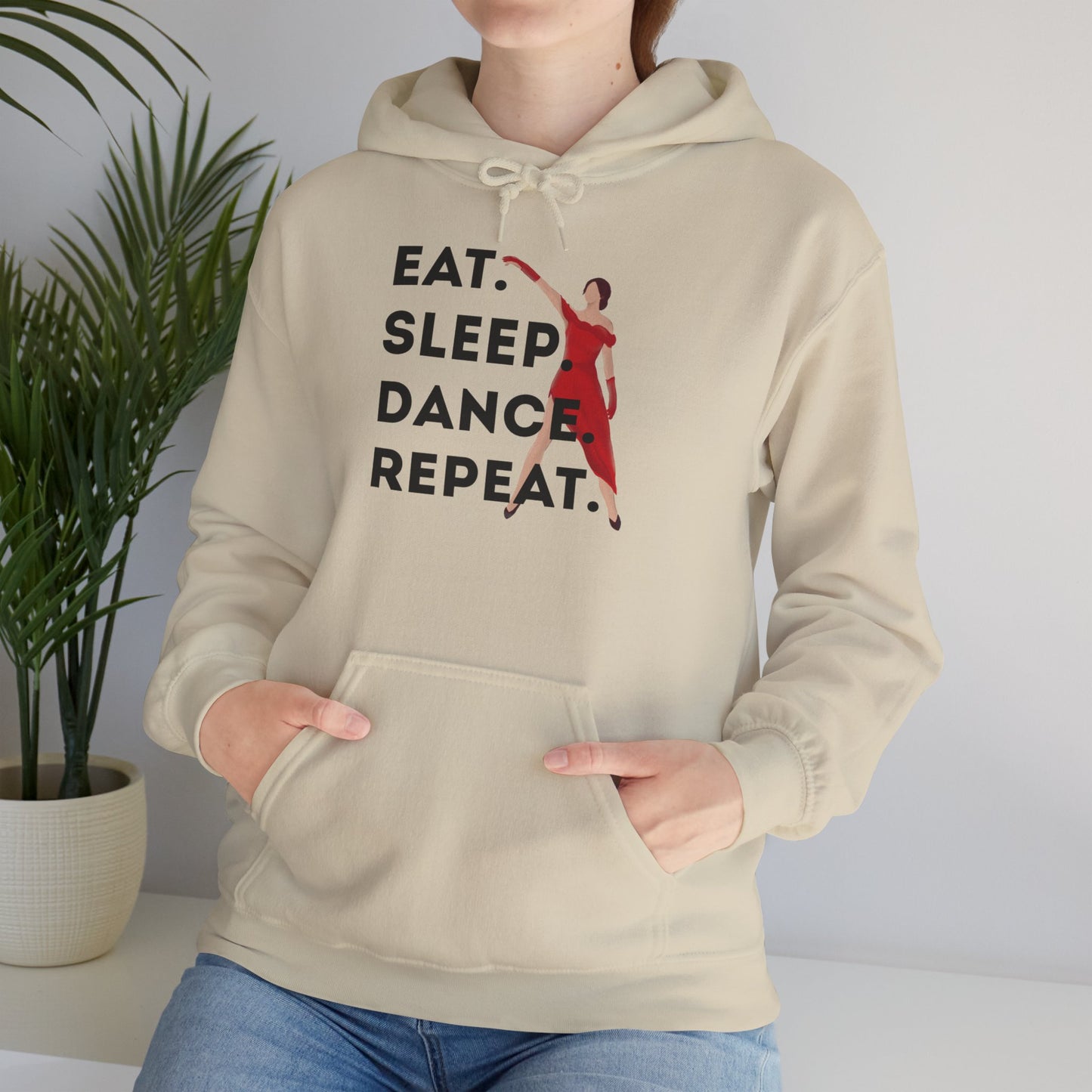 "Eat Sleep Dance Repeat" Unisex Dance Hoodie β Bold Graphic Sweatshirt for Dancers