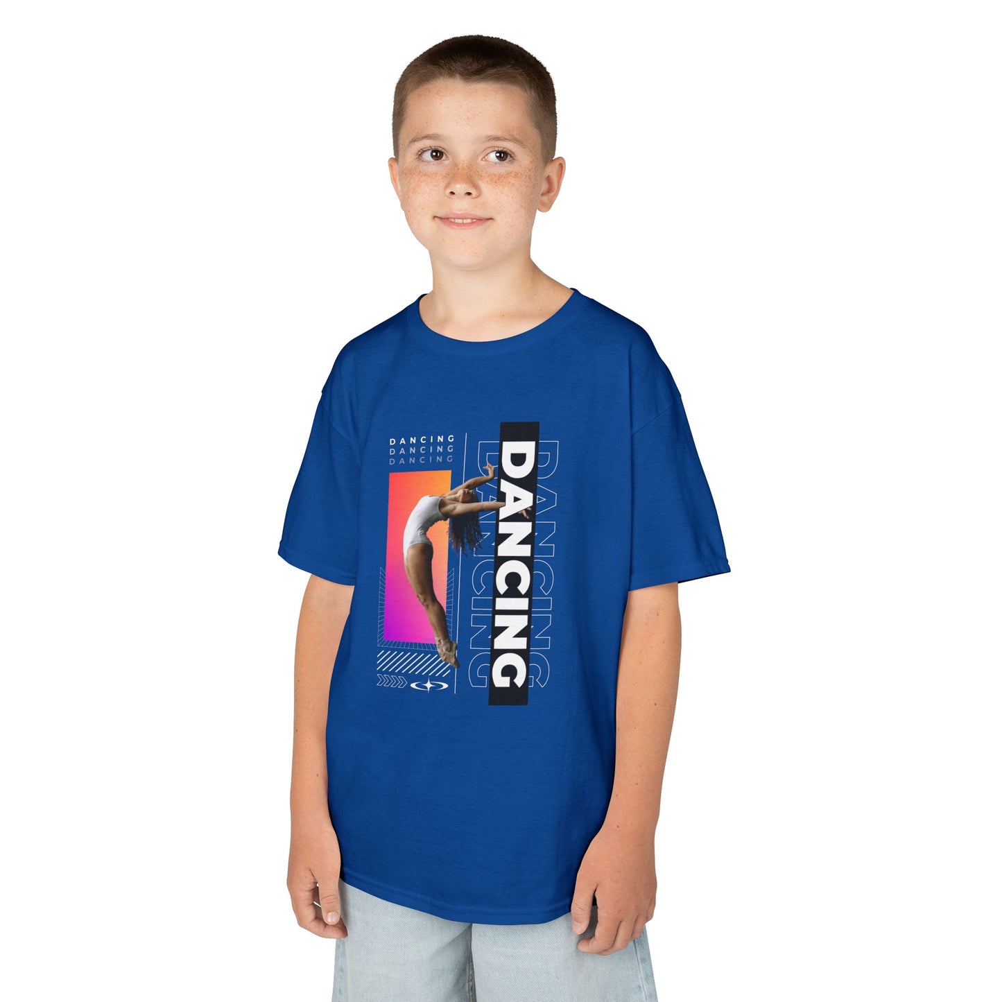 “Dancing” Youth Short Sleeve T-Shirt – Streetwear-Inspired Female Dancer Graphic – Stylish Kids Dance Apparel Tee