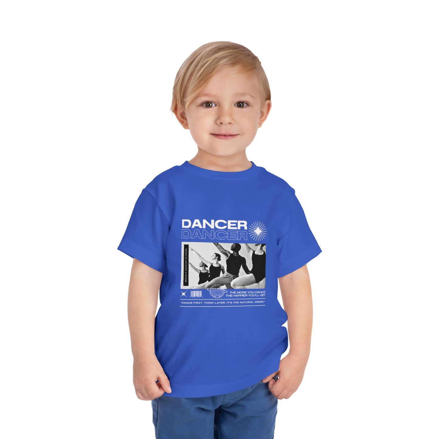 “Dancer" Toddler Short Sleeve T-Shirt – Streetwear-Inspired Ballet Barre Graphic Tee for Young Kids