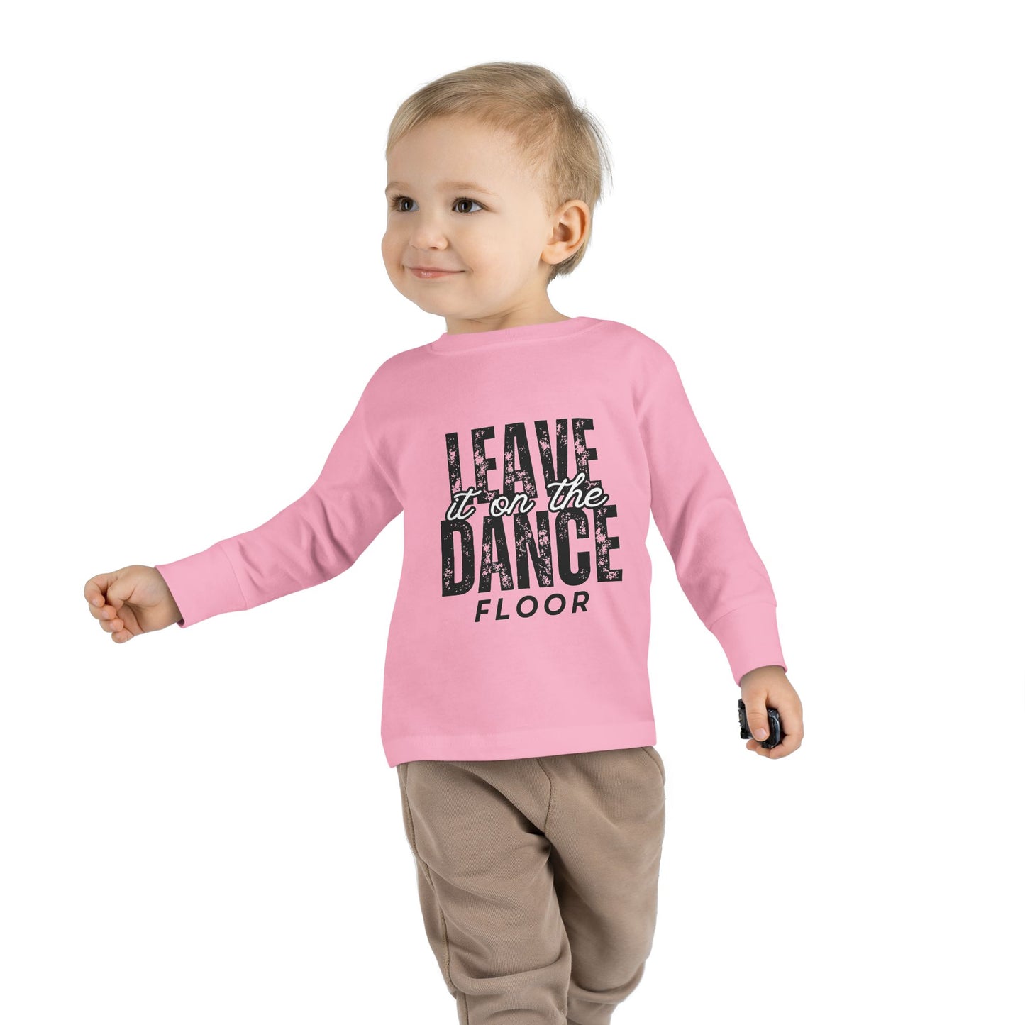 "Leave It on the Dance Floor" Toddler Long Sleeve Dance T-Shirt – Streetwear Style Tee for Kids by Jeté