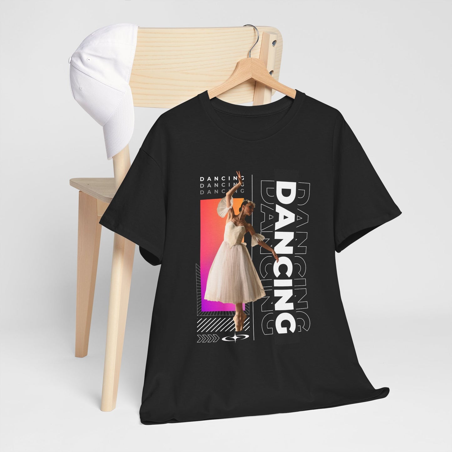 “Dancing” Streetwear-Inspired Female Dancer Unisex Heavy Cotton Tee – Urban Dance Graphic T-Shirt for Performers and Dance Lovers